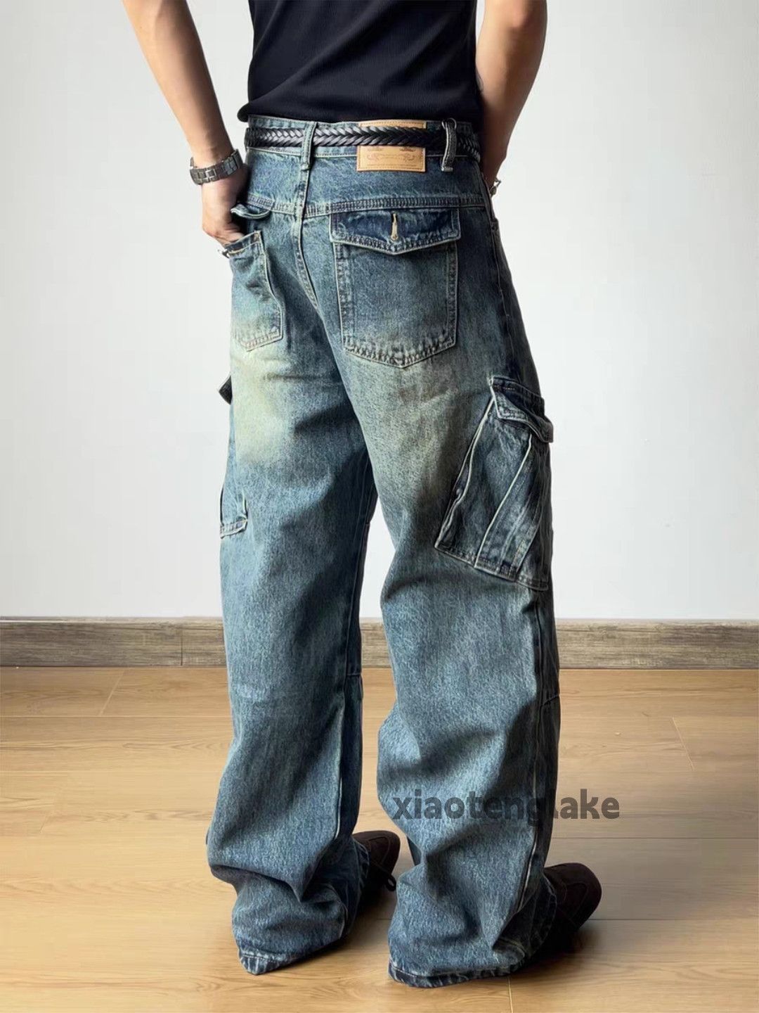 Japanese Brand xtl vintage wide Leg loose baggy flared cargo jeans Size US 33 - 4 Thumbnail