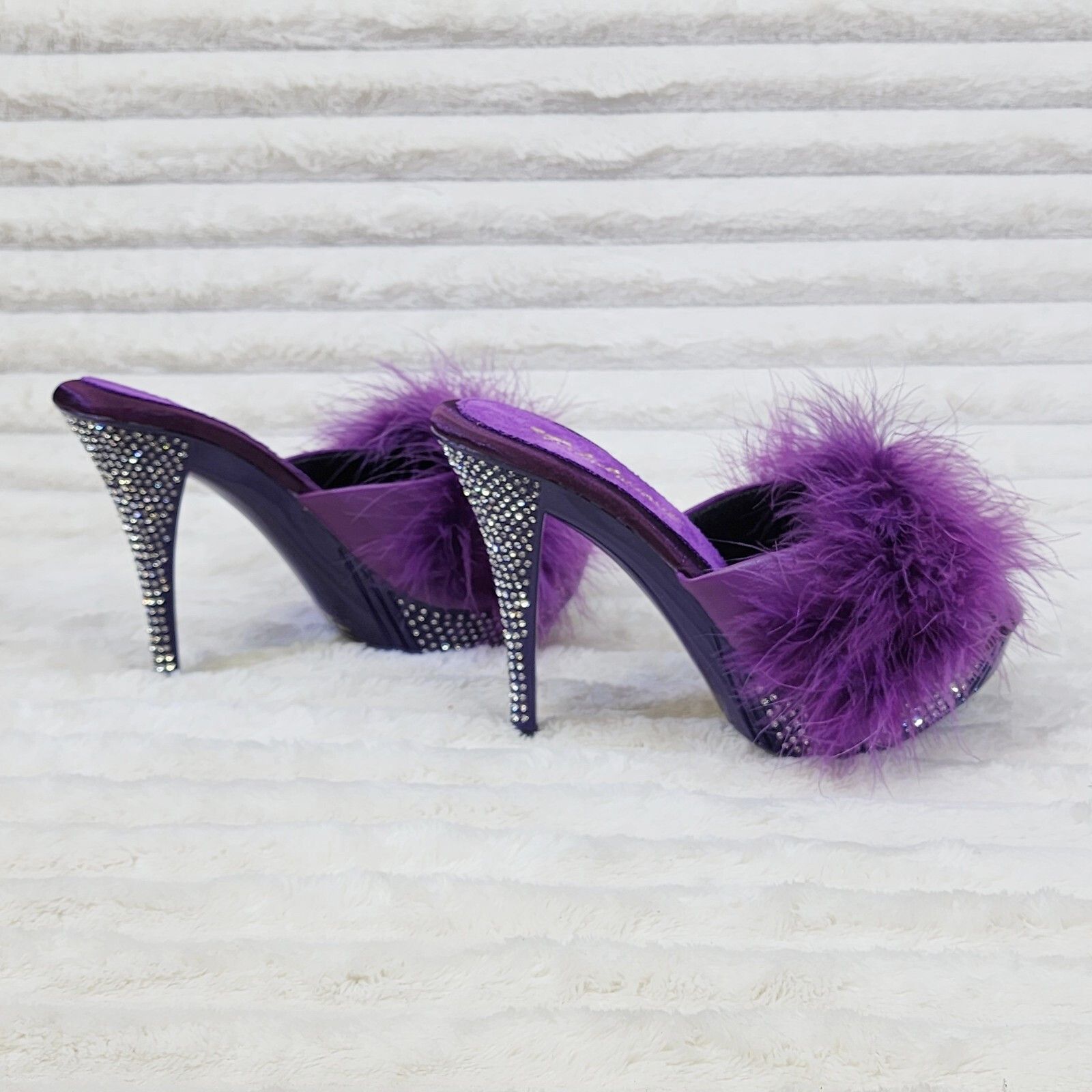 Other Elegance Marabou Feather Slip On Platform Sandals 5" Stilett Size US 9 / IT 39 - 2 Thumbnail