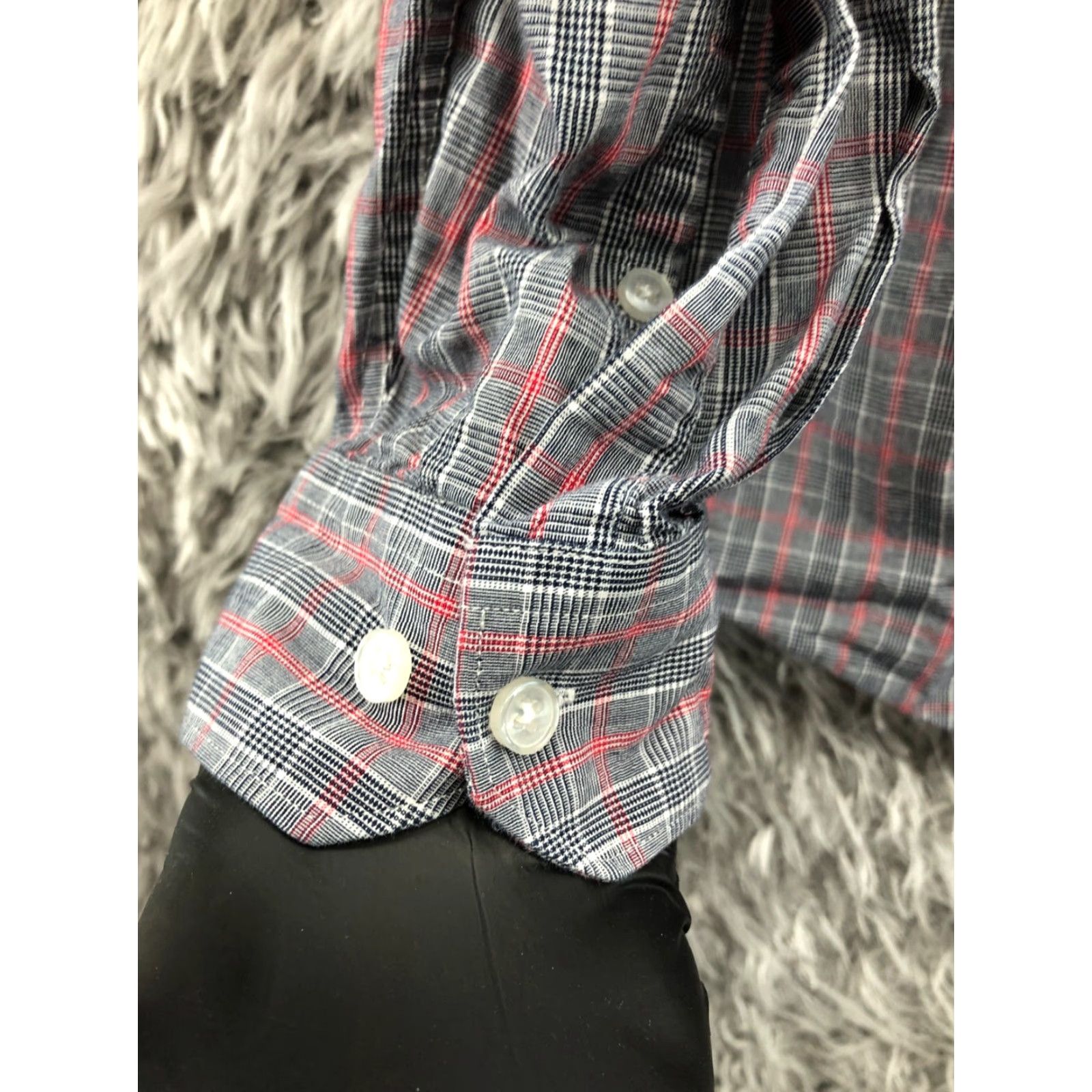 Akademiks Akademiks Slim Fit Shirt Mens M Long Sleeve Spread Collar Gray Plaid Size US M / EU 48-50 / 2 - 2 Thumbnail