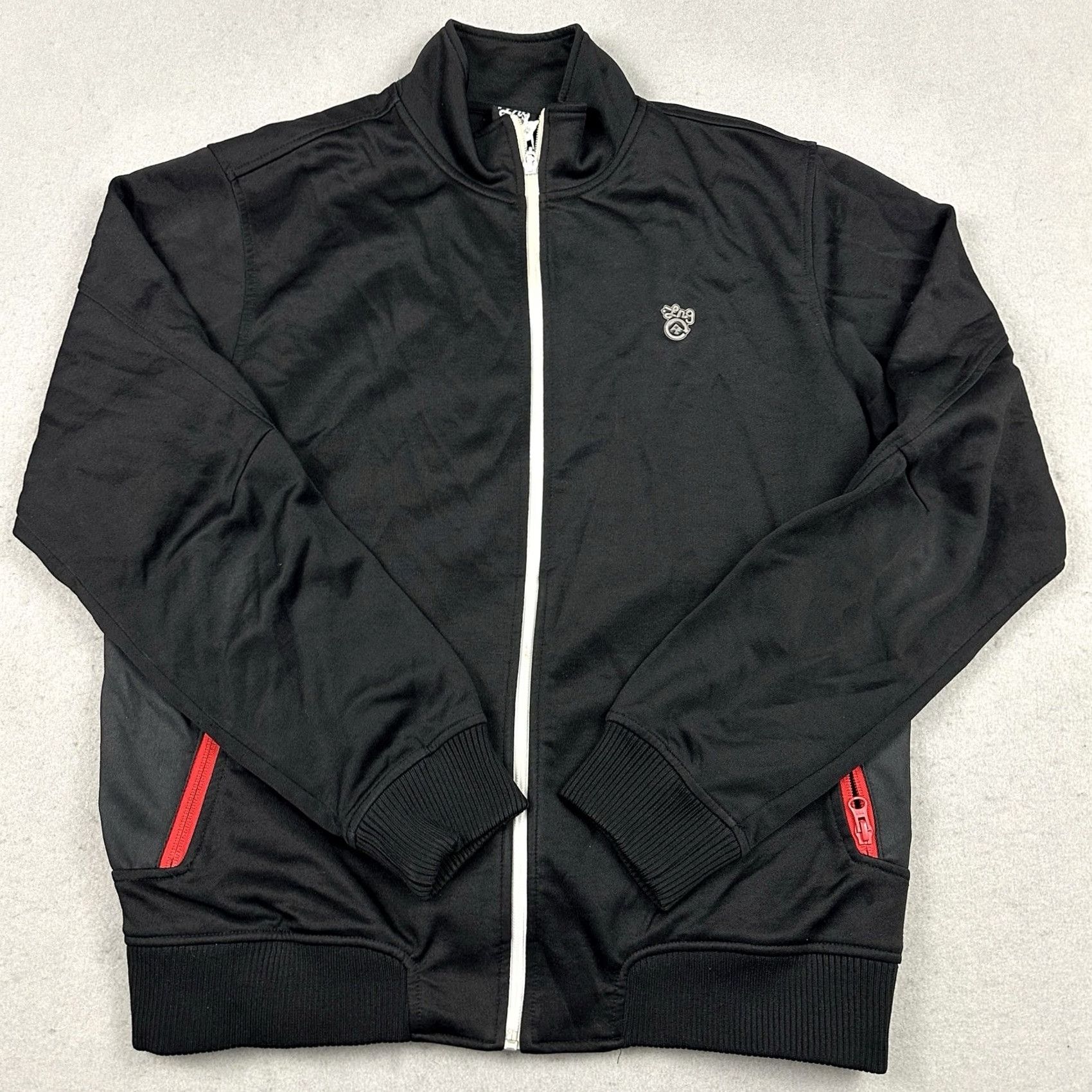 Logo 7 LRG Track Jacket Men Medium Black Full Zip Logo Windbreaker Jacket M Size US M / EU 48-50 / 2 - 2 Thumbnail