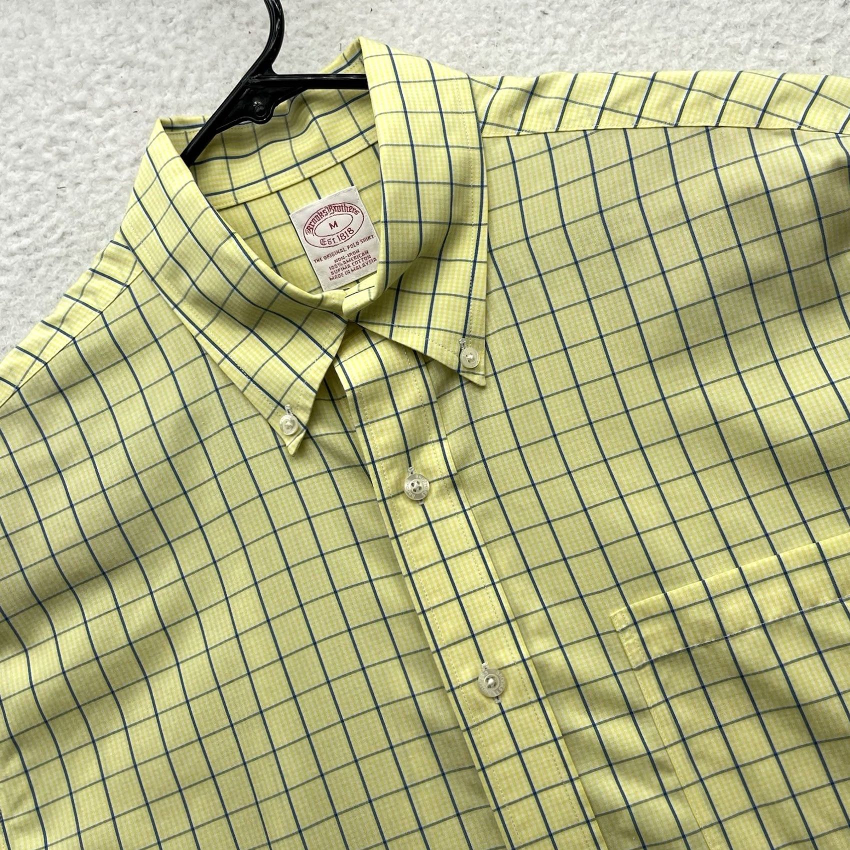 Brooks Brothers Brooks Brothers Shirt Mens M Yellow Blue Check Non Iron Supima Cotton Button-Up Regular XSmall? Size US M / EU 48-50 / 2 - 2 Thumbnail