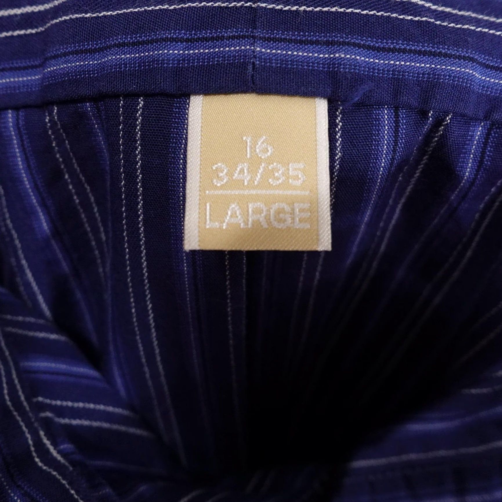 Vintage Michael Kors Dress Shirt Mens 16 34/35 Blue Stripe Large Long Sleeve Size 42R - 7 Thumbnail
