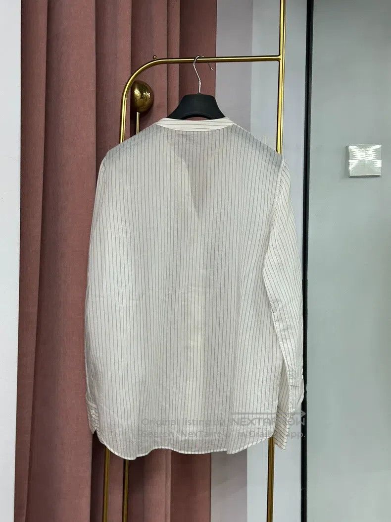 Brunello Cucinelli Brunello Cucinelli White Striped Shirt Size S / US 4 / IT 40 - 3 Thumbnail