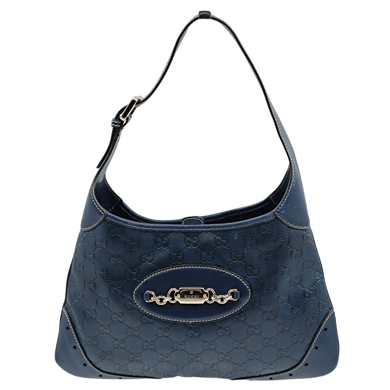 image of Gucci Gucci Gucci Guccissima Shoulder Bag In Light Blue Leather, Women's