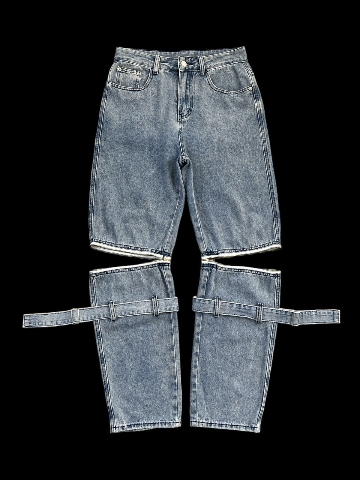 Japanese Brand × Seditionaries Volcan & Aphrodite 🇯🇵 Washed Denim Bondage Pants Size US 30 / EU 46 - 3 Thumbnail