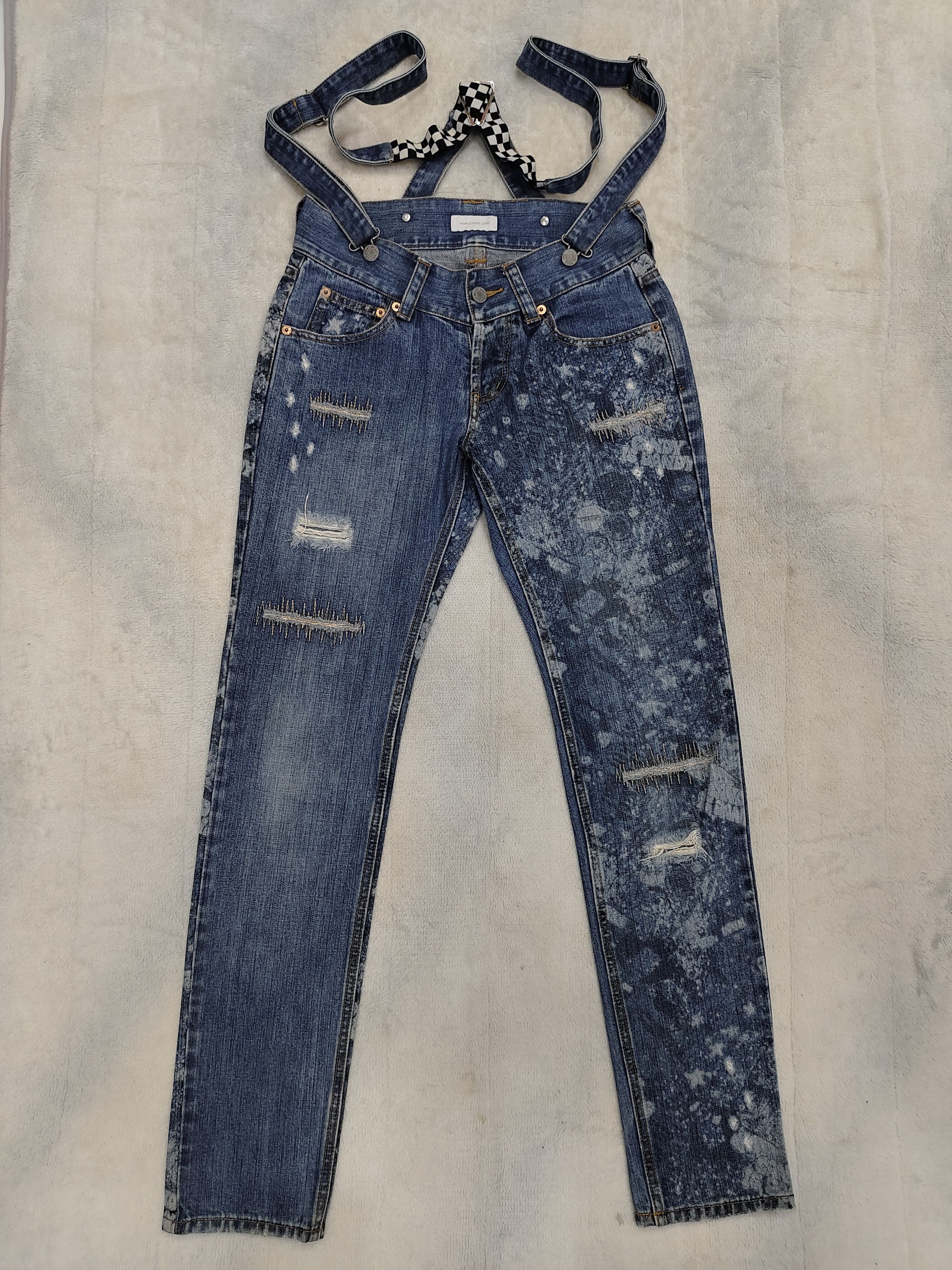 Japanese Brand SICK🇯🇵World Wide Love Art Graphic Distressed Jeans Size 28" / US 6 / IT 42 - 3 Thumbnail