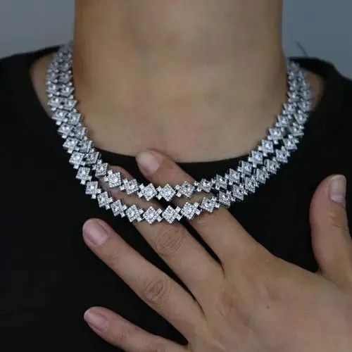 Other 50cm Length Silver Tennis Chain Necklace Size ONE SIZE - 1 Thumbnail
