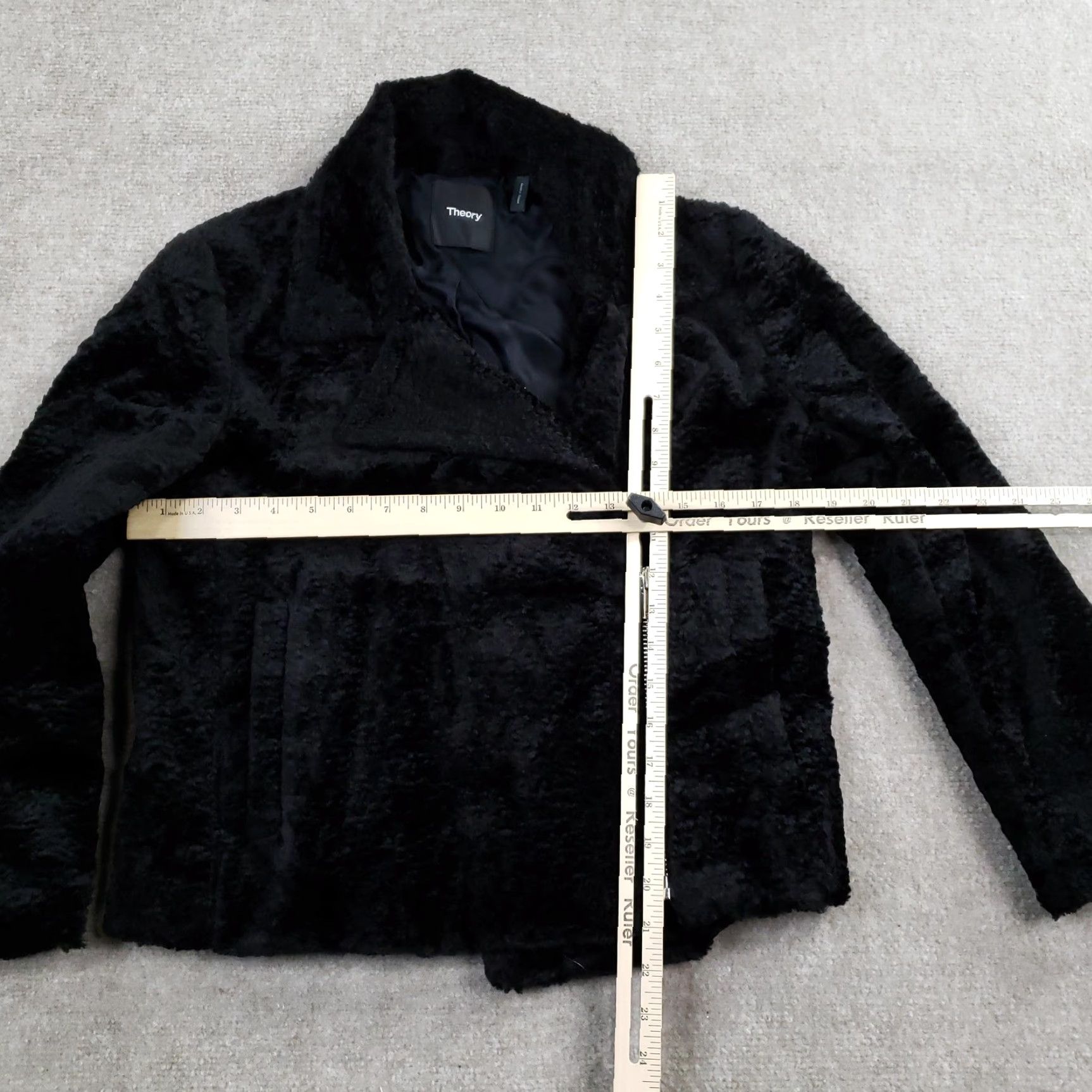 Theory Theory Slim Moto B Jacket Womens 8 Black Faux Shearling Zip Pockets Lined Fuzzy Size M / US 6-8 / IT 42-44 - 2 Thumbnail