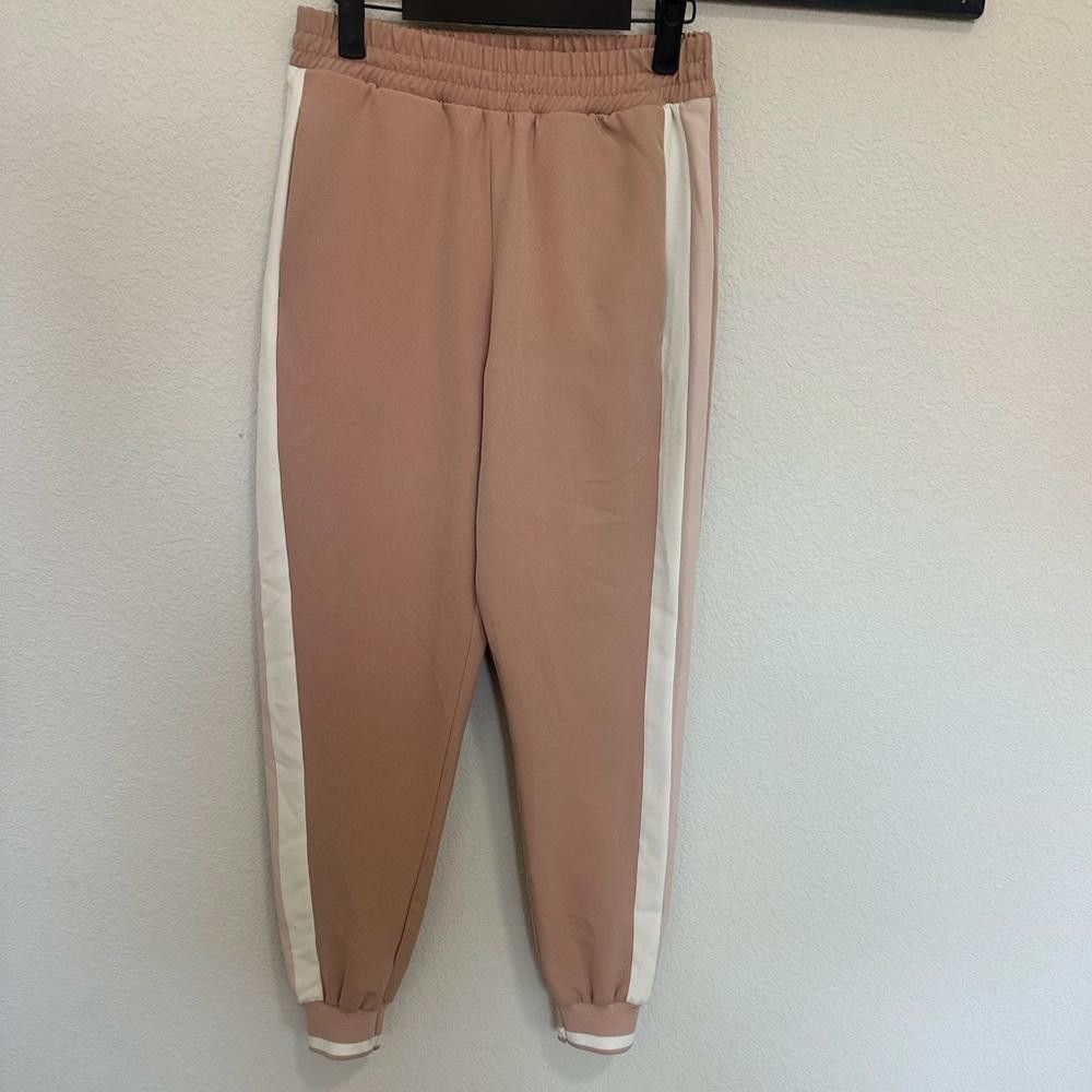 Zara ZARA Side Stripe Track Pant Jogger Millennial Pink White XS Size 26" / US 2 / IT 38 - 4 Thumbnail