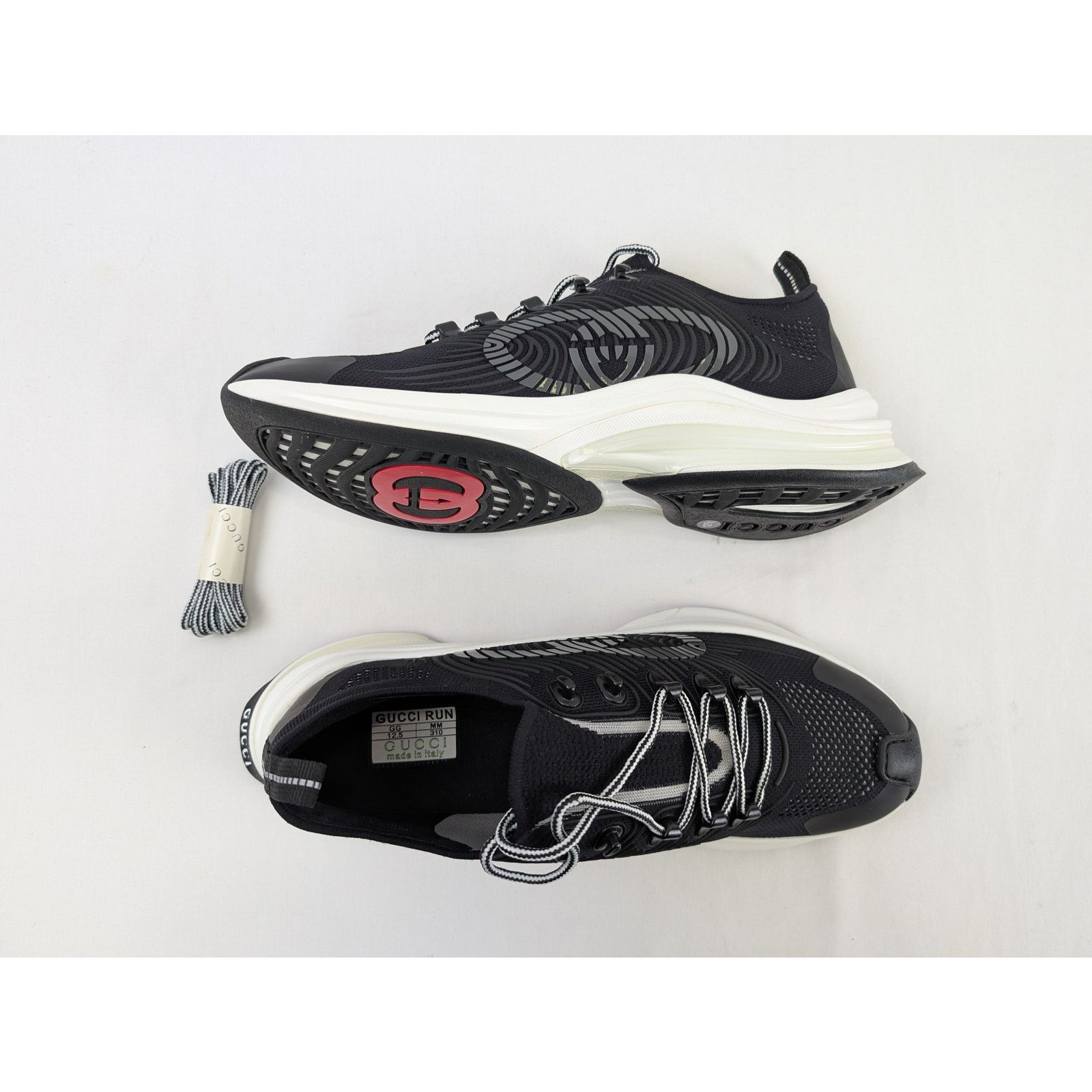 Gucci o1rshd1 Men's Run Sneakers in Black/White Size US 13 / EU 46 - 1 Thumbnail
