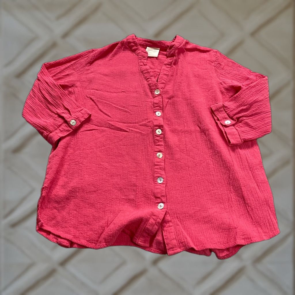 Pinko VINTAGE Bedford Fair Blouse Shirt Womens Large Pink 3/4 Sleeve Cotton Knit Casual Top Adult Large Pink Classic Womens Size L / US 10 / IT 46 - 1 Thumbnail