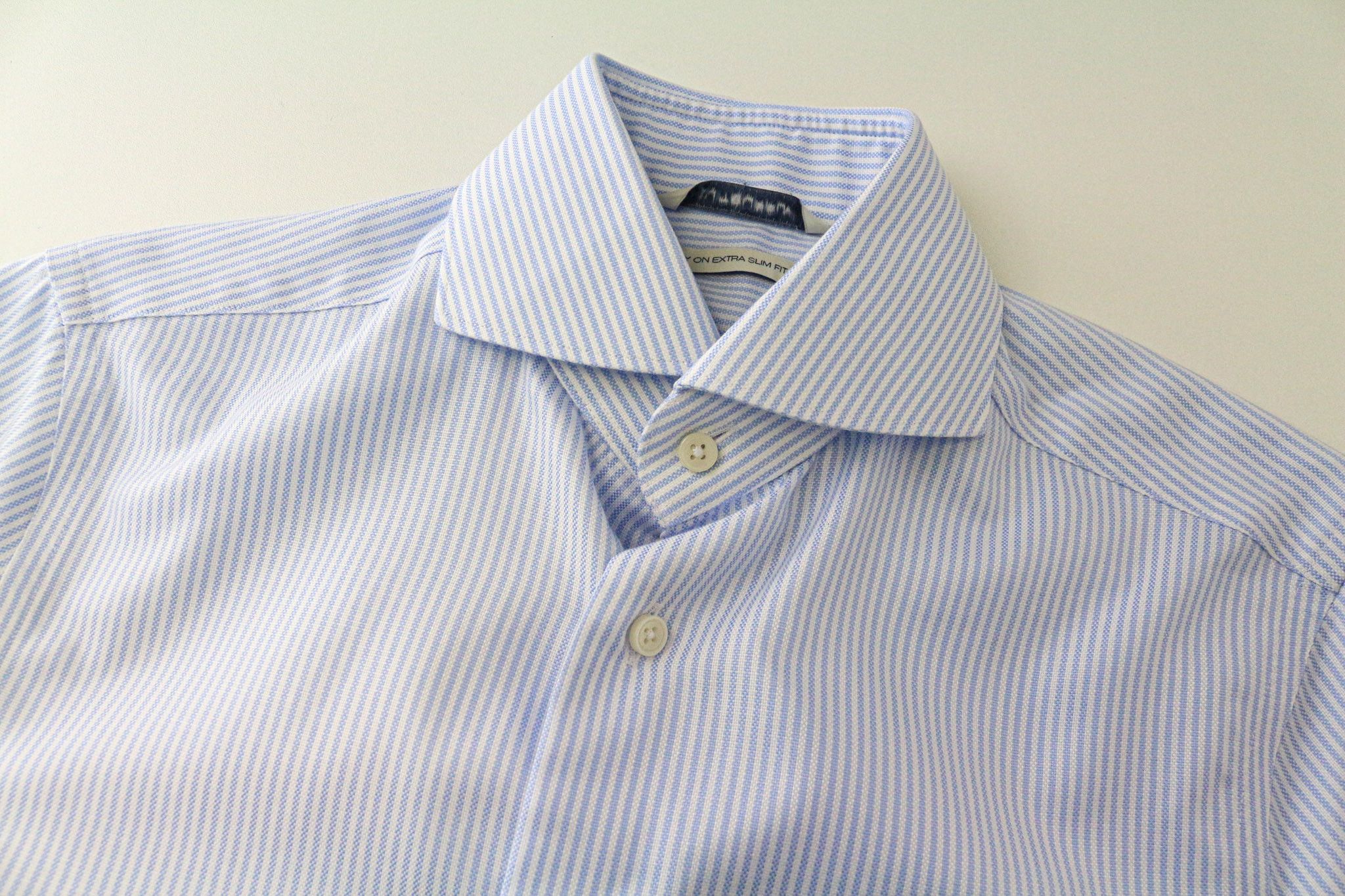 Suitsupply 35/13 1/2 Extra Slim Blue Striped Cotton Shirt 75982 Size 36R - 3 Thumbnail