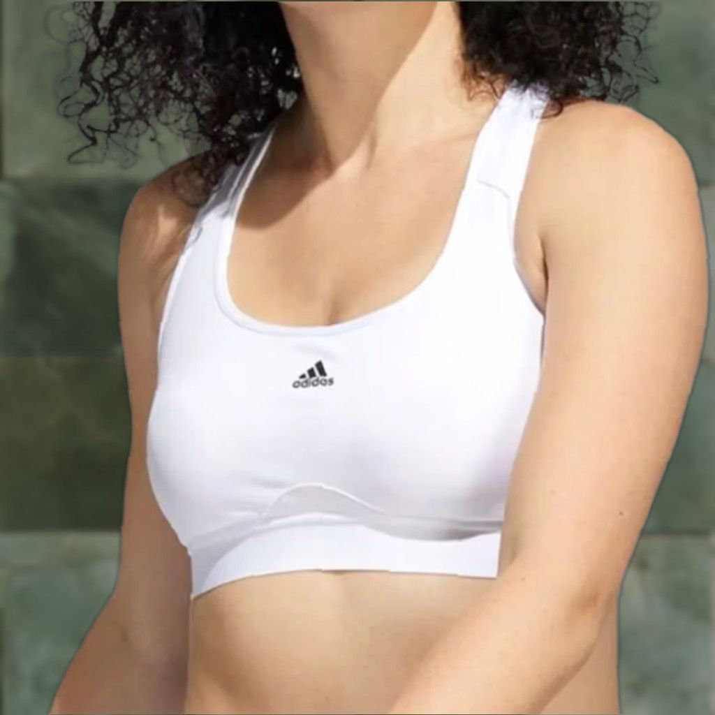 Adidas Adidas Women's Sports Bra M D-DD White Powerreact Training Bra Shirt? Size ONE SIZE - 1 Thumbnail