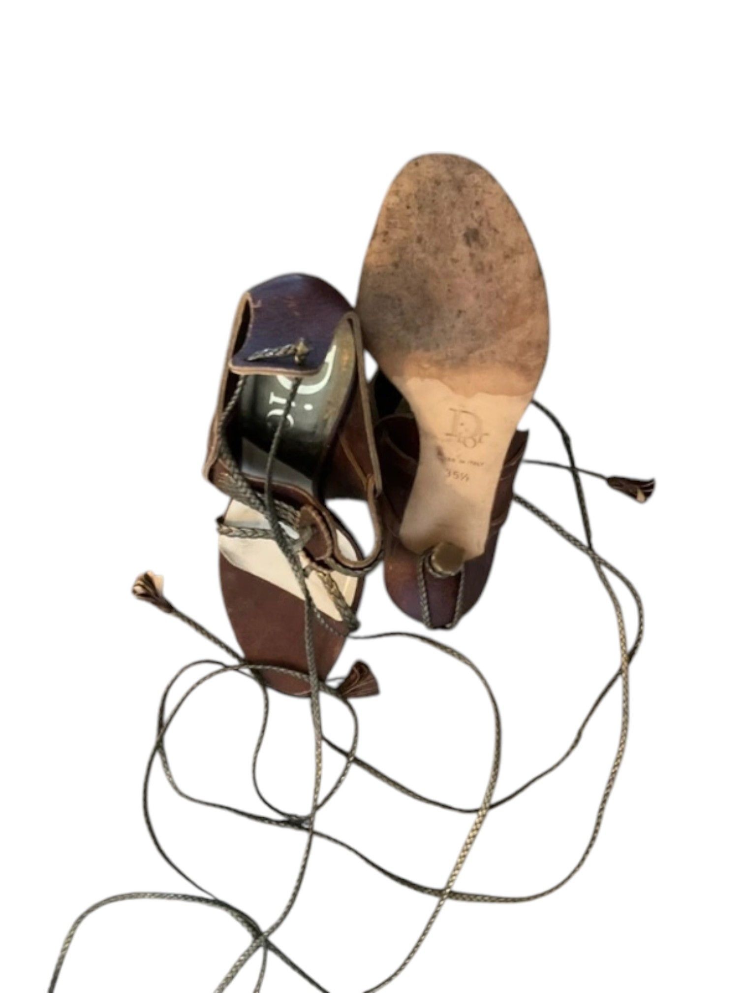 Dior 2005 Dior by John Galliano Braided Leather Wrap Sandals Size US 5.5 / IT 35.5 - 4 Thumbnail