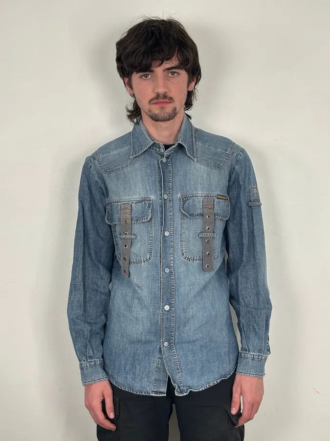 Dolce & Gabbana SS2004 Dolce & Gabbana Blue Bondage Cargo Denim Shirt Size US M / EU 48-50 / 2 - 2 Thumbnail