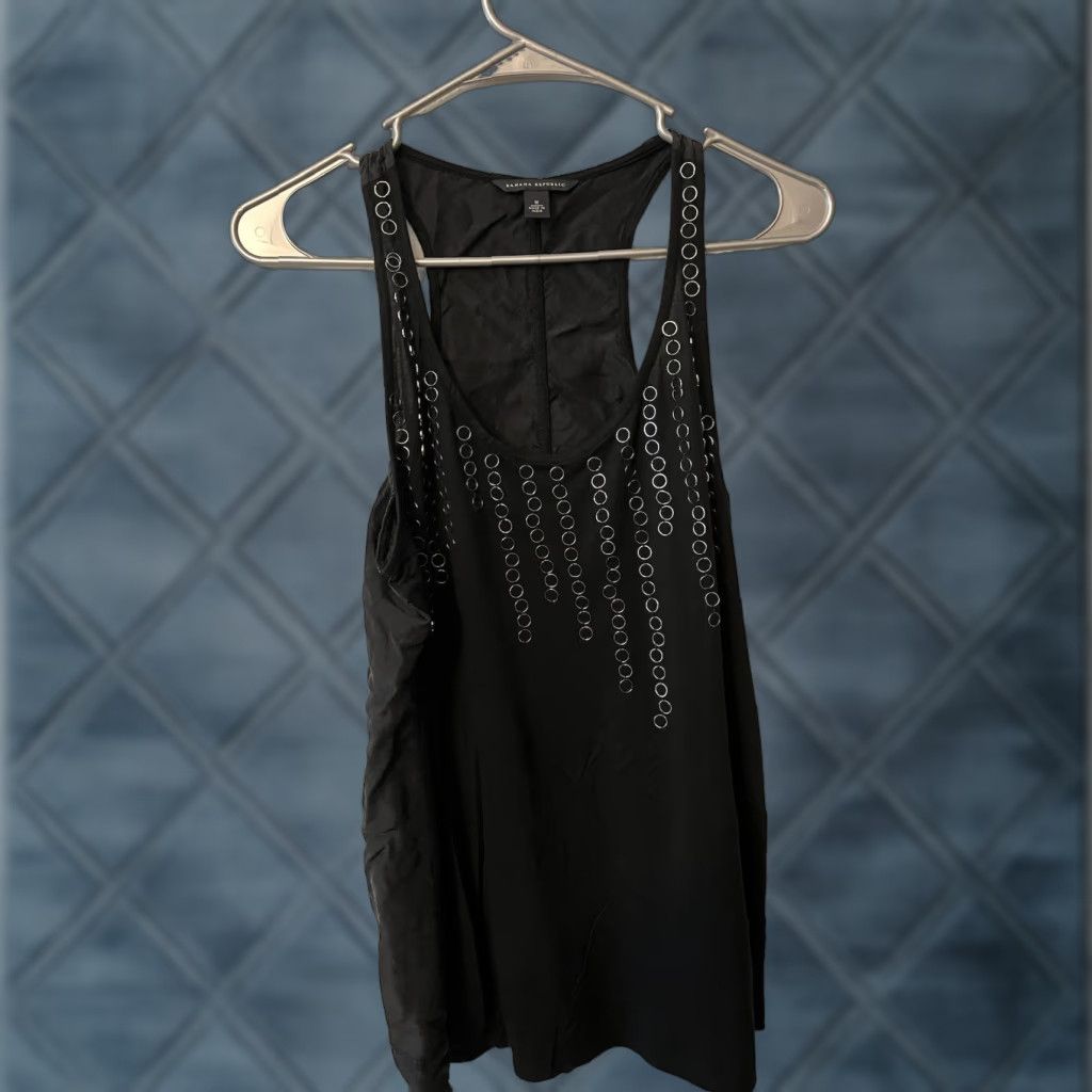 Banana Republic Banana Republic Tank Womens Medium Black Solid Cotton Blend Shirt/Top Size M / US 6-8 / IT 42-44 - 1 Thumbnail