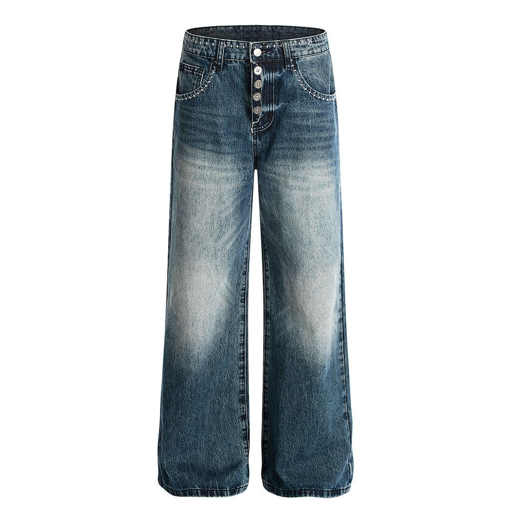 Jean American high street multi-button washed denim jeans for men Size US 32 / EU 48 - 1 Thumbnail