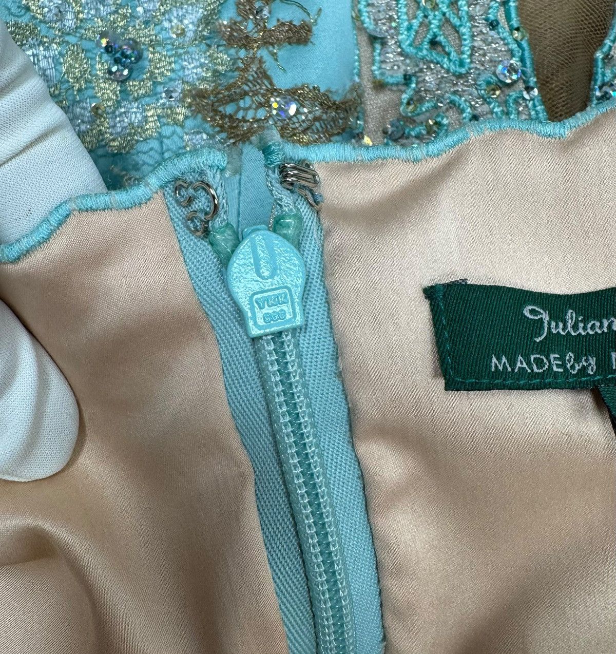 Designer Mandalay Julian Joyce Evening Coctail Dress Aqua size 14 Size XL / US 12-14 / IT 48-50 - 15 Thumbnail