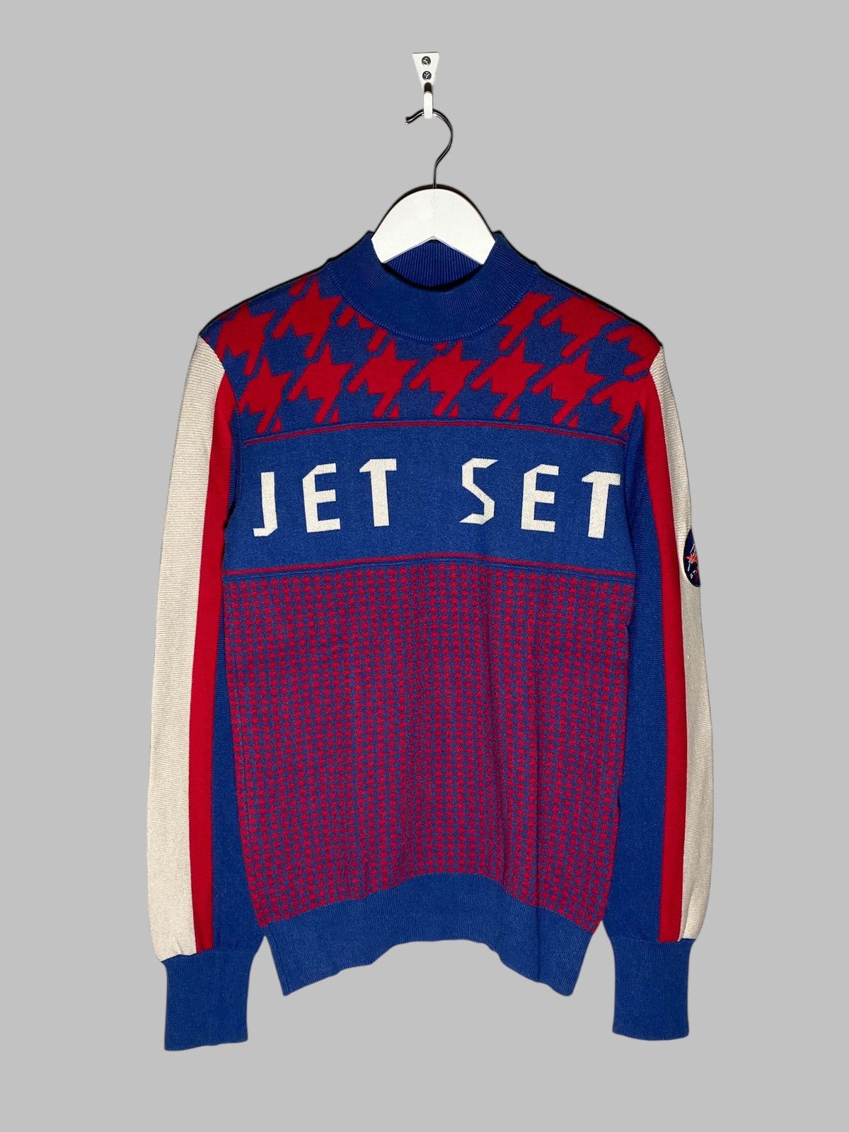 JET SET Jet Set St. Moritz Houndstooth Pattern Mock Neck Sweater Size US M / EU 48-50 / 2 - 1 Thumbnail