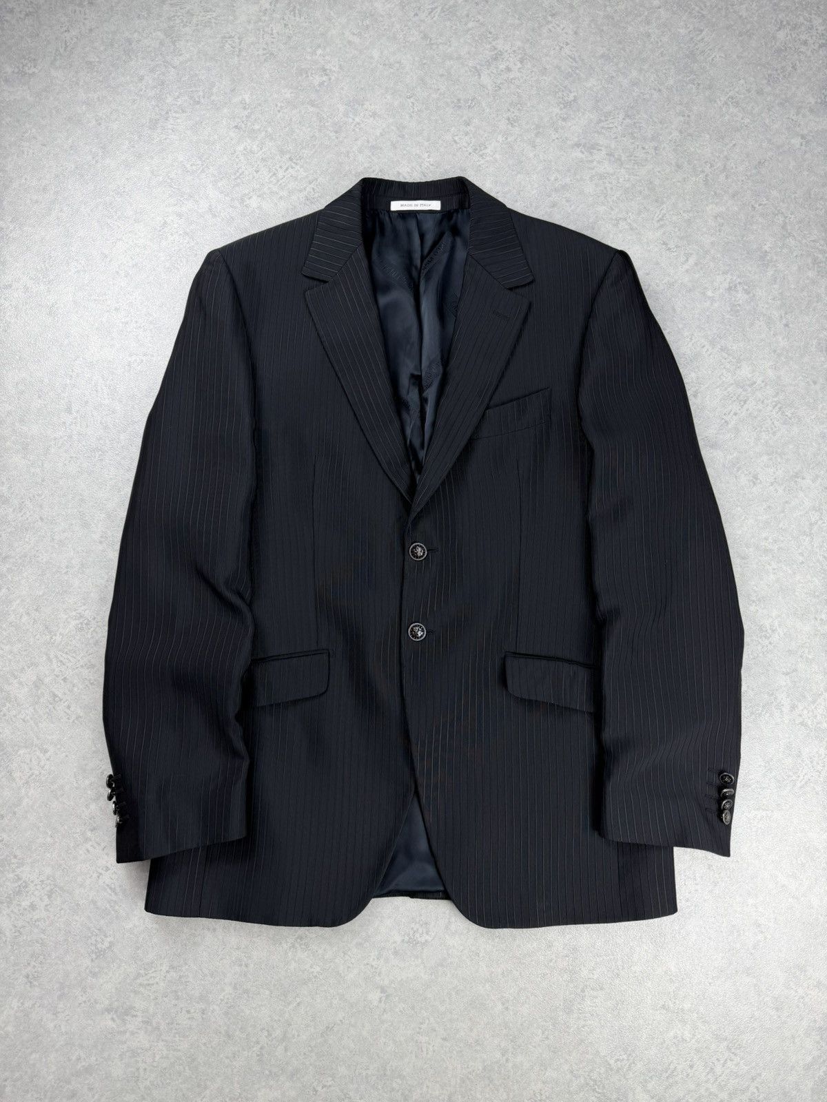 Carlo Pignatelli Carlo Pignatelli Suit 3 Piece Black Stripe Mens 54 Size 44R - 2 Thumbnail