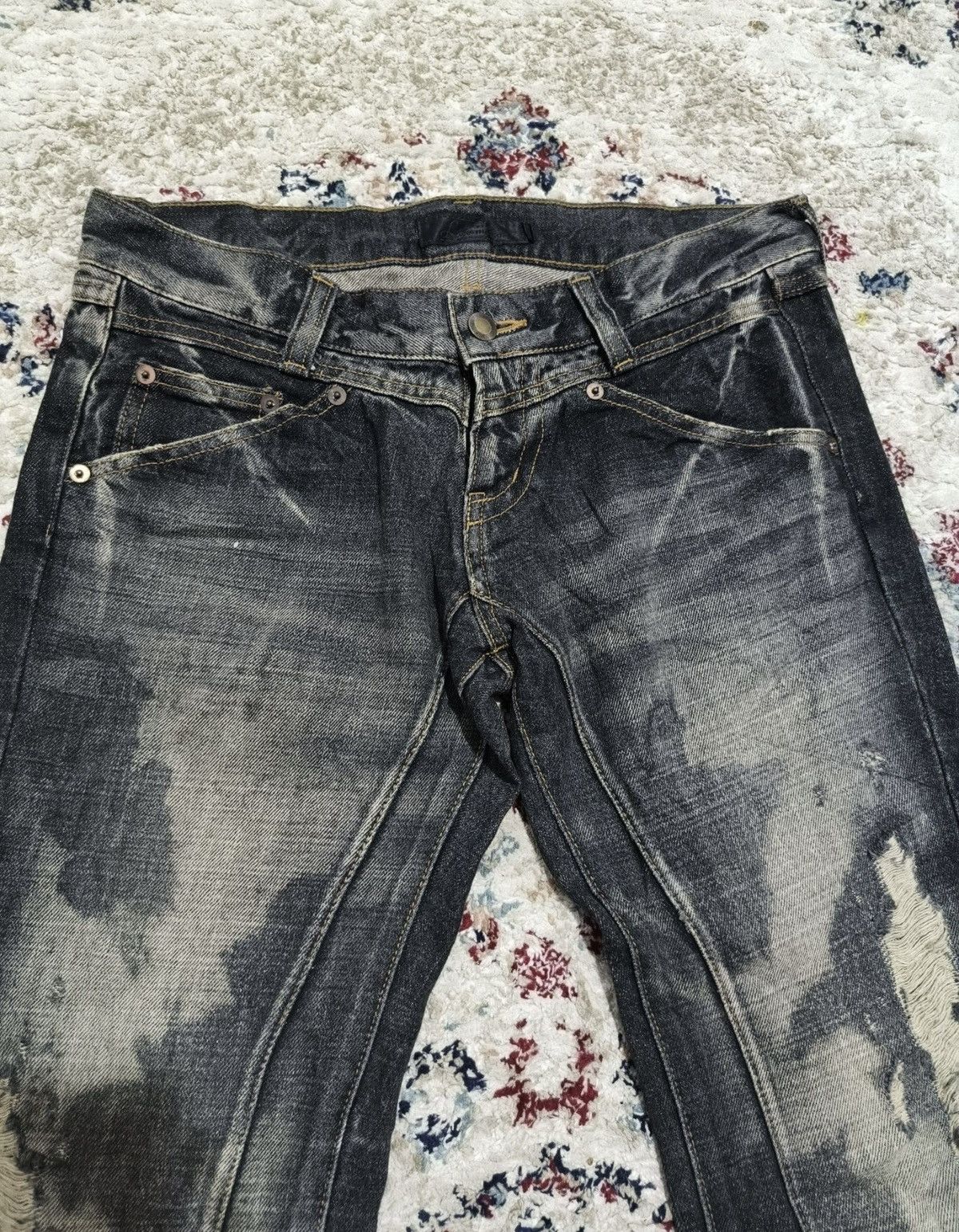 If Six Was Nine Jackrose Low-Rise Flared Jeans Distressed Black Size 31" - 3 Thumbnail
