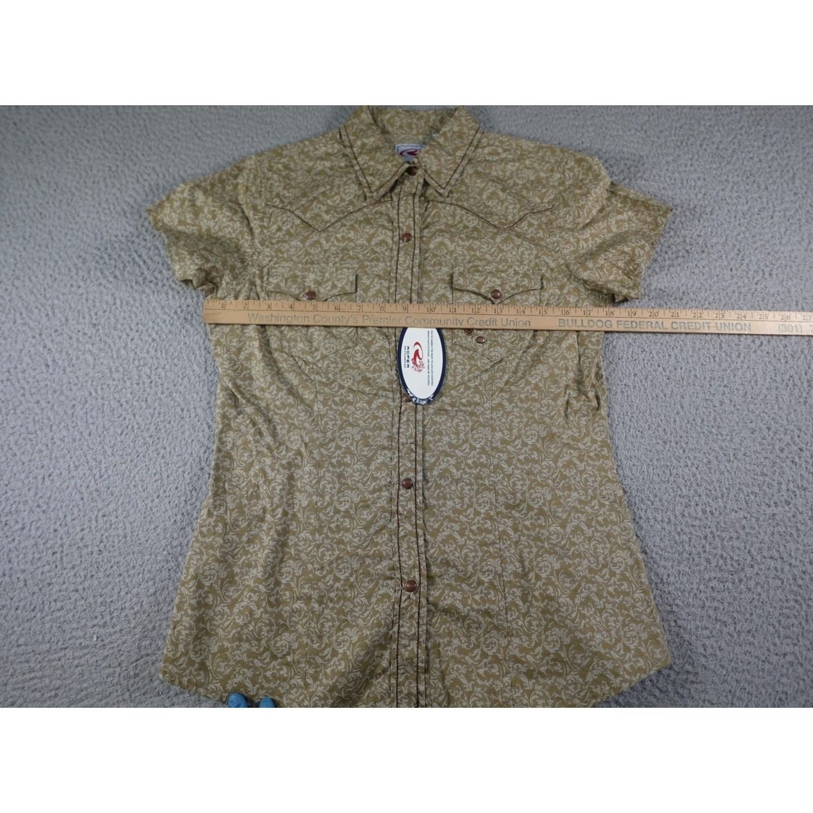 Roper Roper Womens Small Beige Floral Western Shirt Round Collared Short Sleeve Button-Up NA Size S / US 4 / IT 40 - 4 Thumbnail