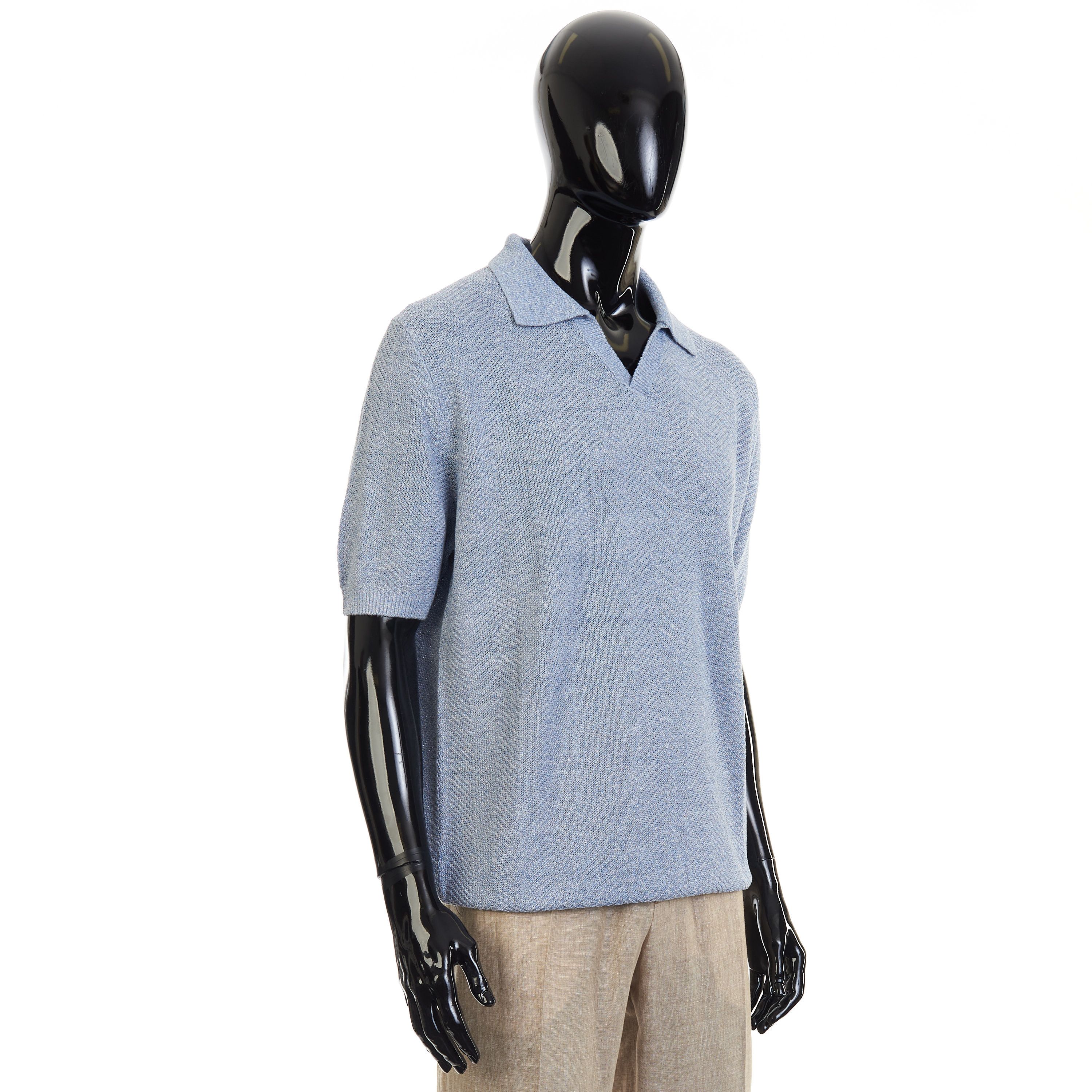 Other Brett Johnson Silk & Linen Polo Shirt, Herringbone Knit Size US M / EU 48-50 / 2 - 4 Thumbnail