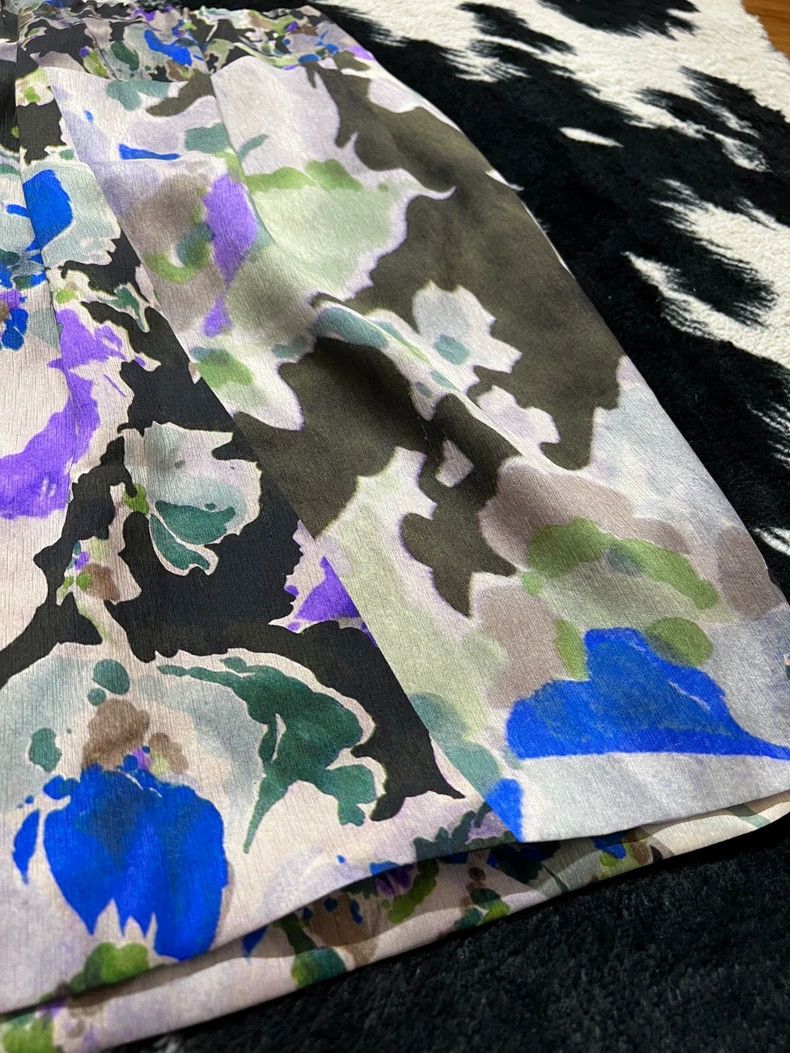 Dries Van Noten DRIES VAN NOTEN Black, white and green silk half skirt Size 35" - 3 Thumbnail