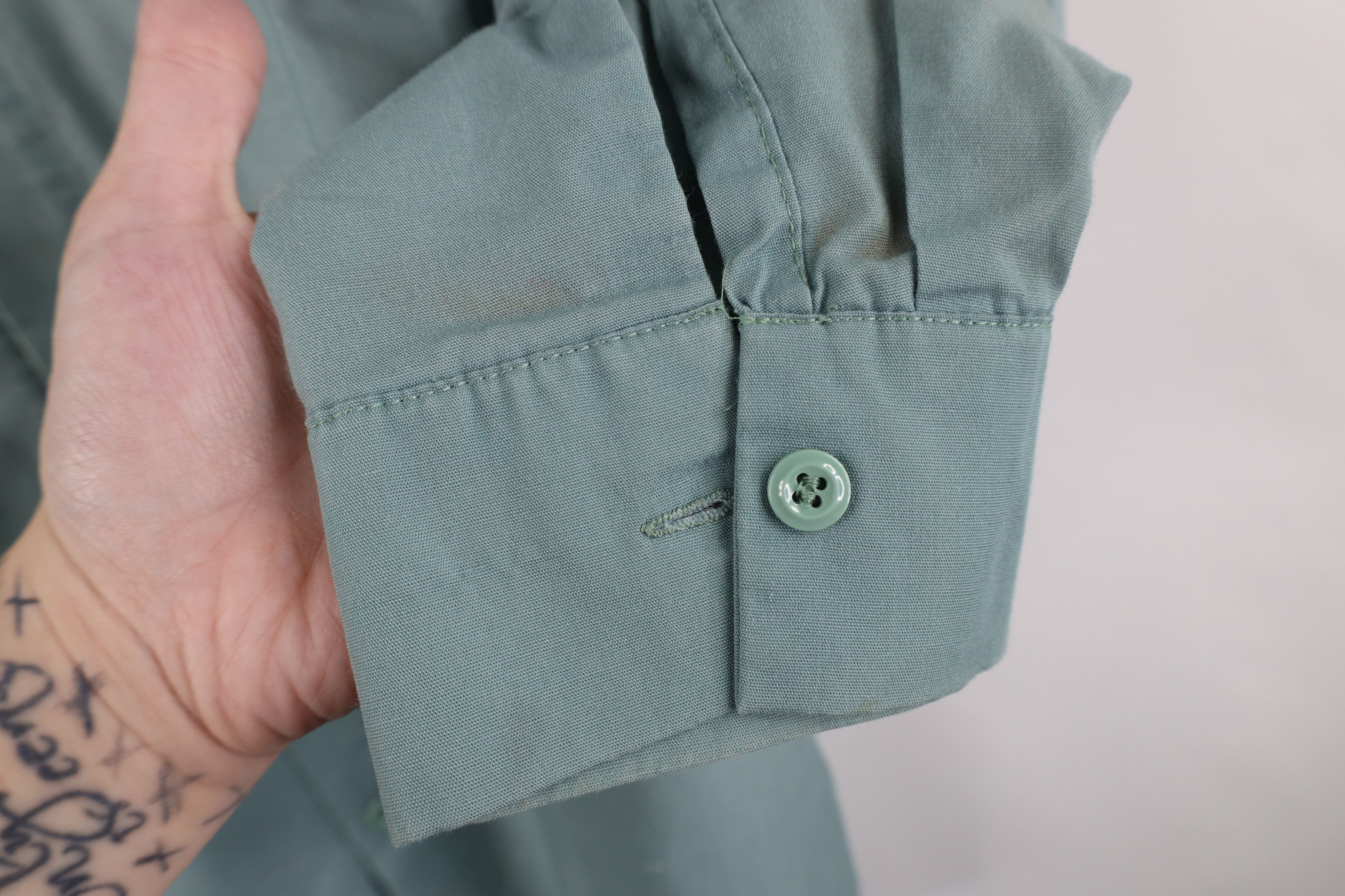 Vintage Vintage 70s Streetwear Mechanic Button Shirt Teal USA Size US M / EU 48-50 / 2 - 6 Thumbnail