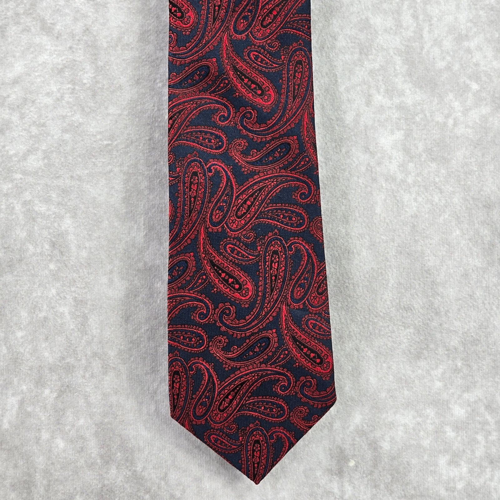 Other Pronto Plomo Platinum Red Blue Floral Paisley Silk Neck Tie Size 30 - 1 Thumbnail