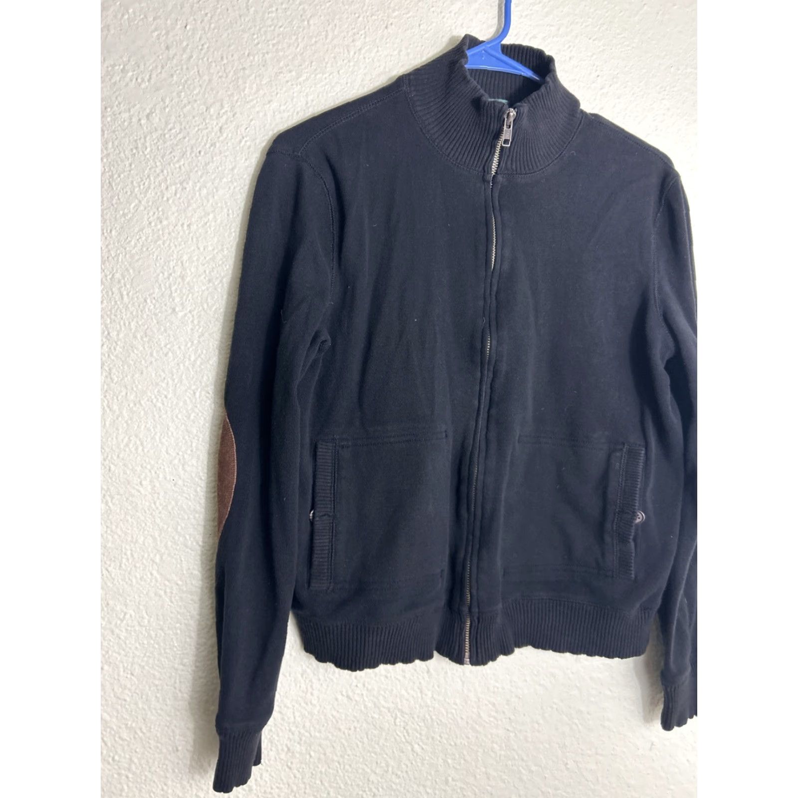 Ralph Lauren VINTAGE Lauren Ralph Lauren Mens Sweatshirt Full Zip Cotton Black Elbow M Size Size US M / EU 48-50 / 2 - 2 Thumbnail