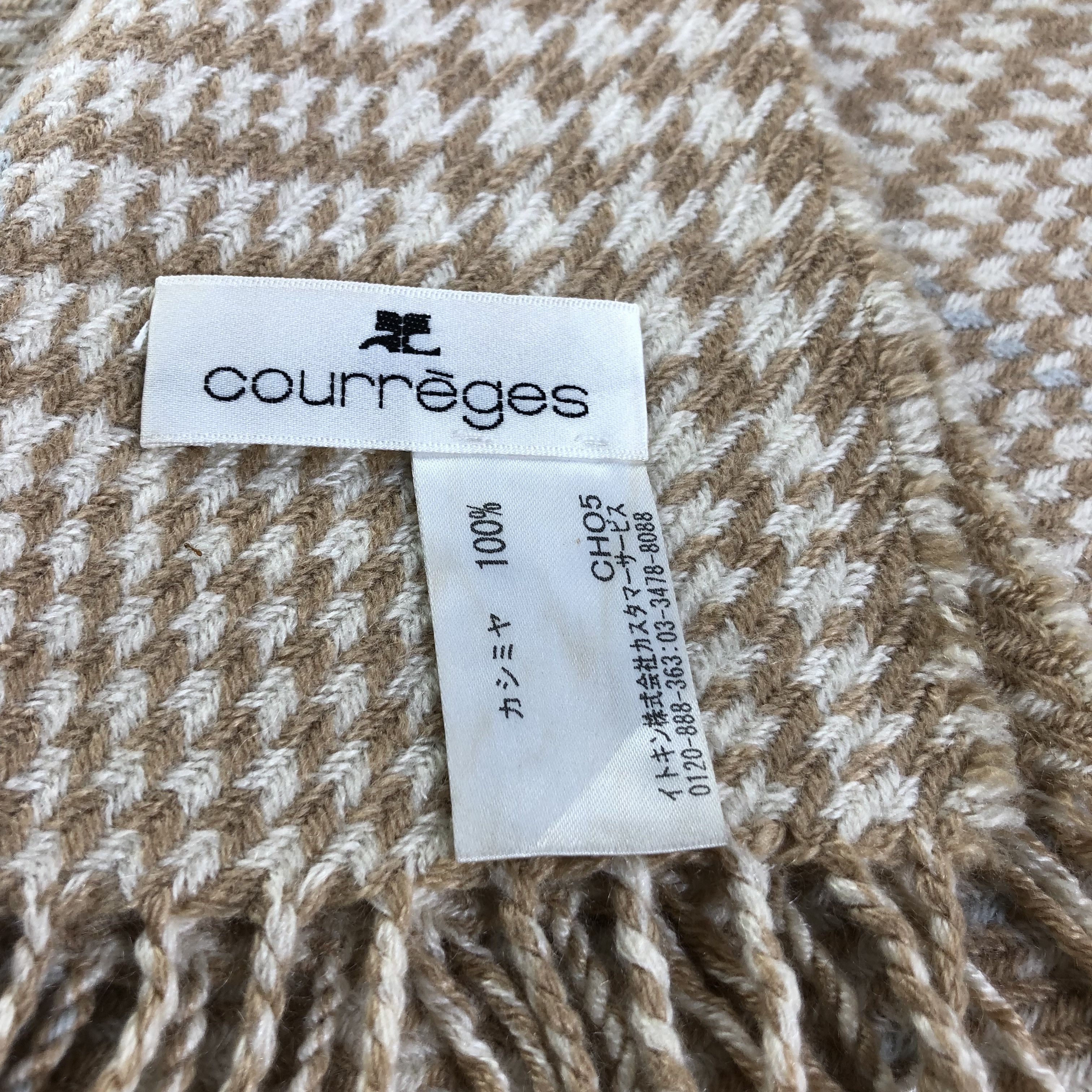 Courreges Courreges Houndstooth Cashmere Scarf Muffler V1362 Size ONE SIZE - 5 Thumbnail