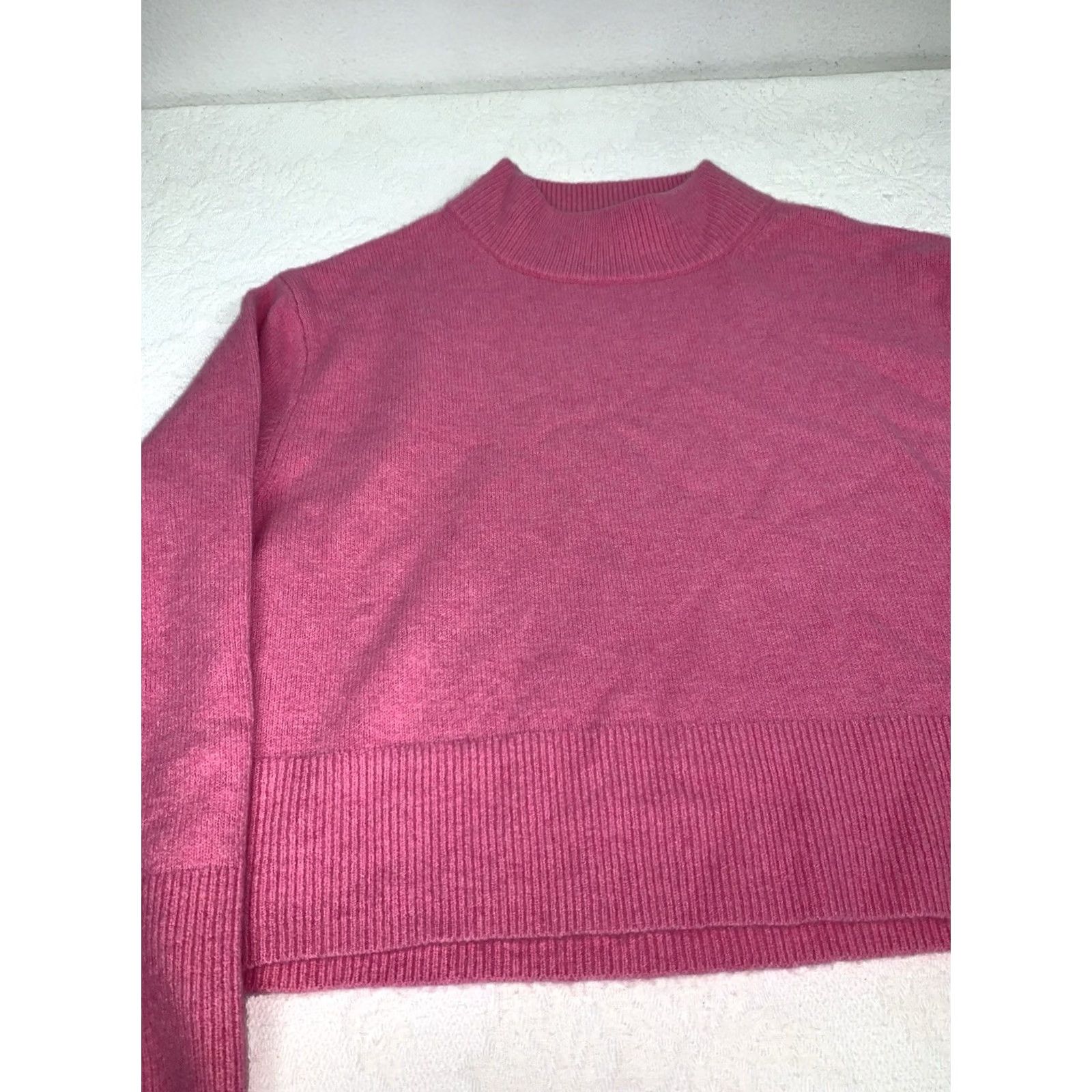 J.Crew VINTAGE J.CREW Chunky Cropped Sweater Relaxed Boxy Supersoft Yarn Pink Wool Blend M Size M / US 6-8 / IT 42-44 - 2 Thumbnail