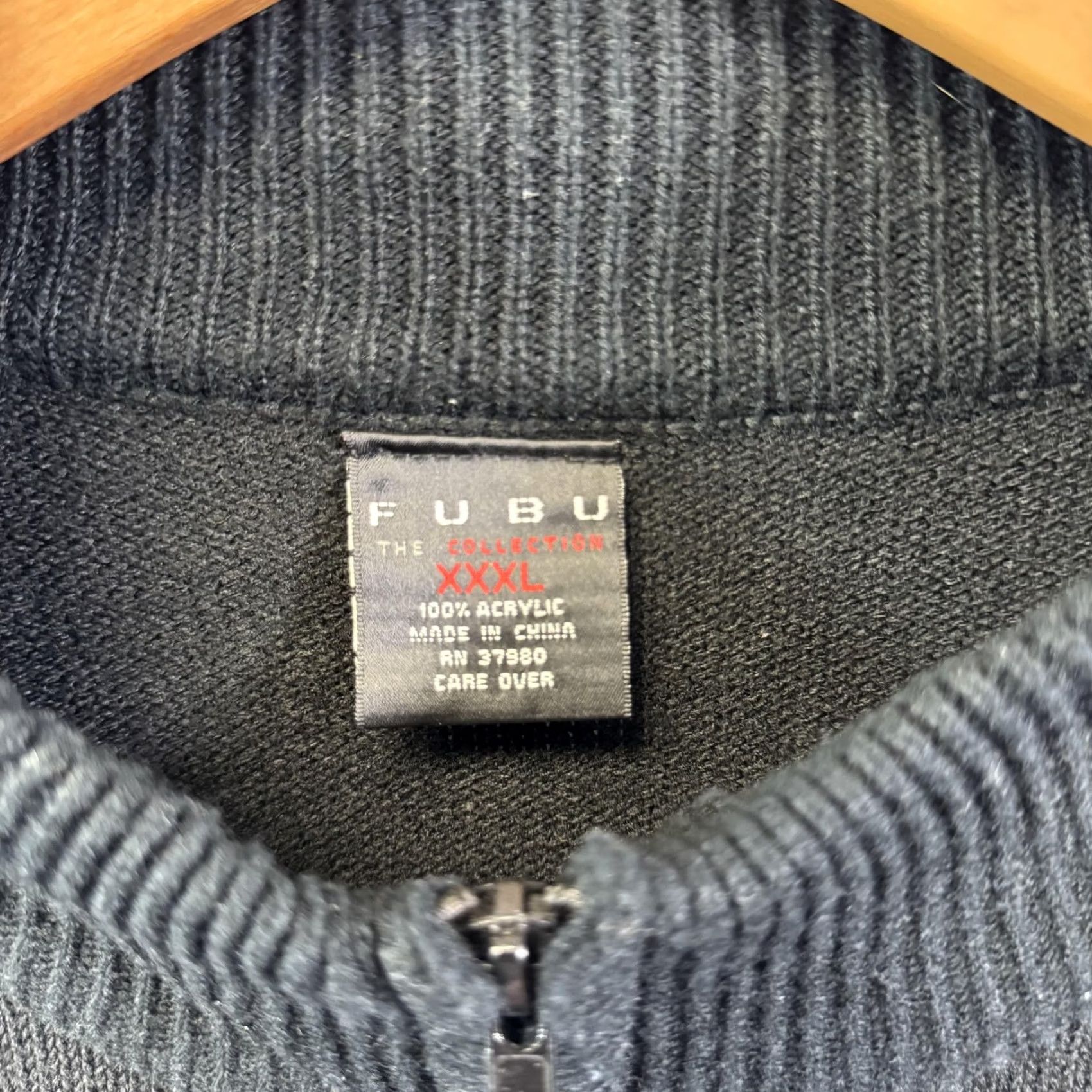 Fubu FUBU Sweater Mens 3XL Black Blue White Striped Full Zip Knit Pullover Streetwear Mens Size US XXL / EU 58 / 5 - 4 Thumbnail
