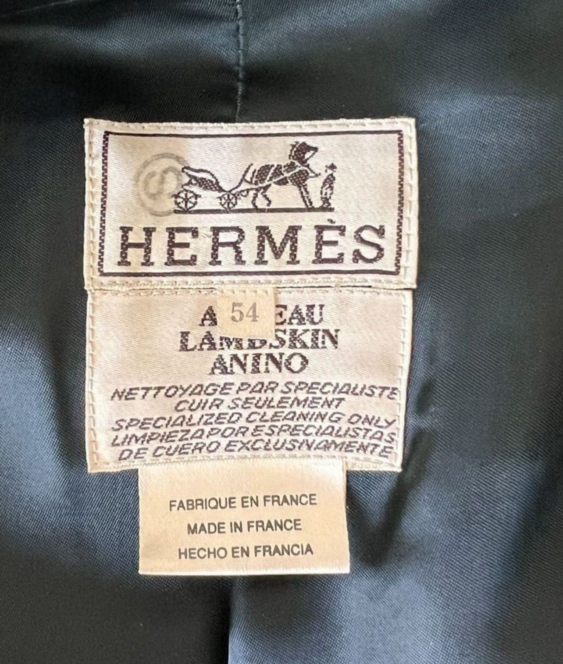 Hermes Hermes Leather Lambskin Logo Detail Jacket Black Size US L / EU 52-54 / 3 - 7 Thumbnail