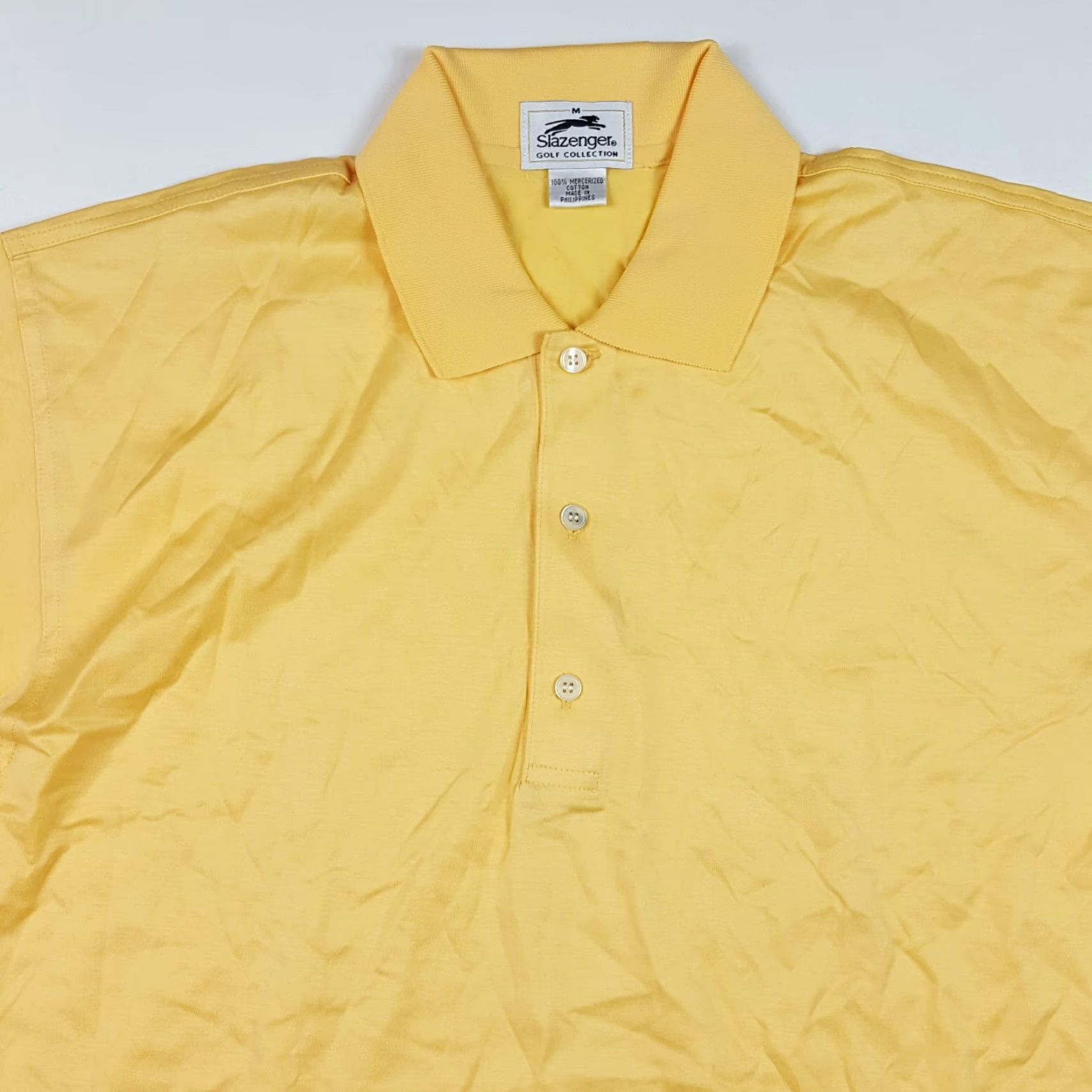 Vintage VINTAGE Slazenger Polo Shirt Mens Short Sleeve Yellow Golf Tennis 90s Retro Knit Cotton Size M Size US M / EU 48-50 / 2 - 2 Thumbnail