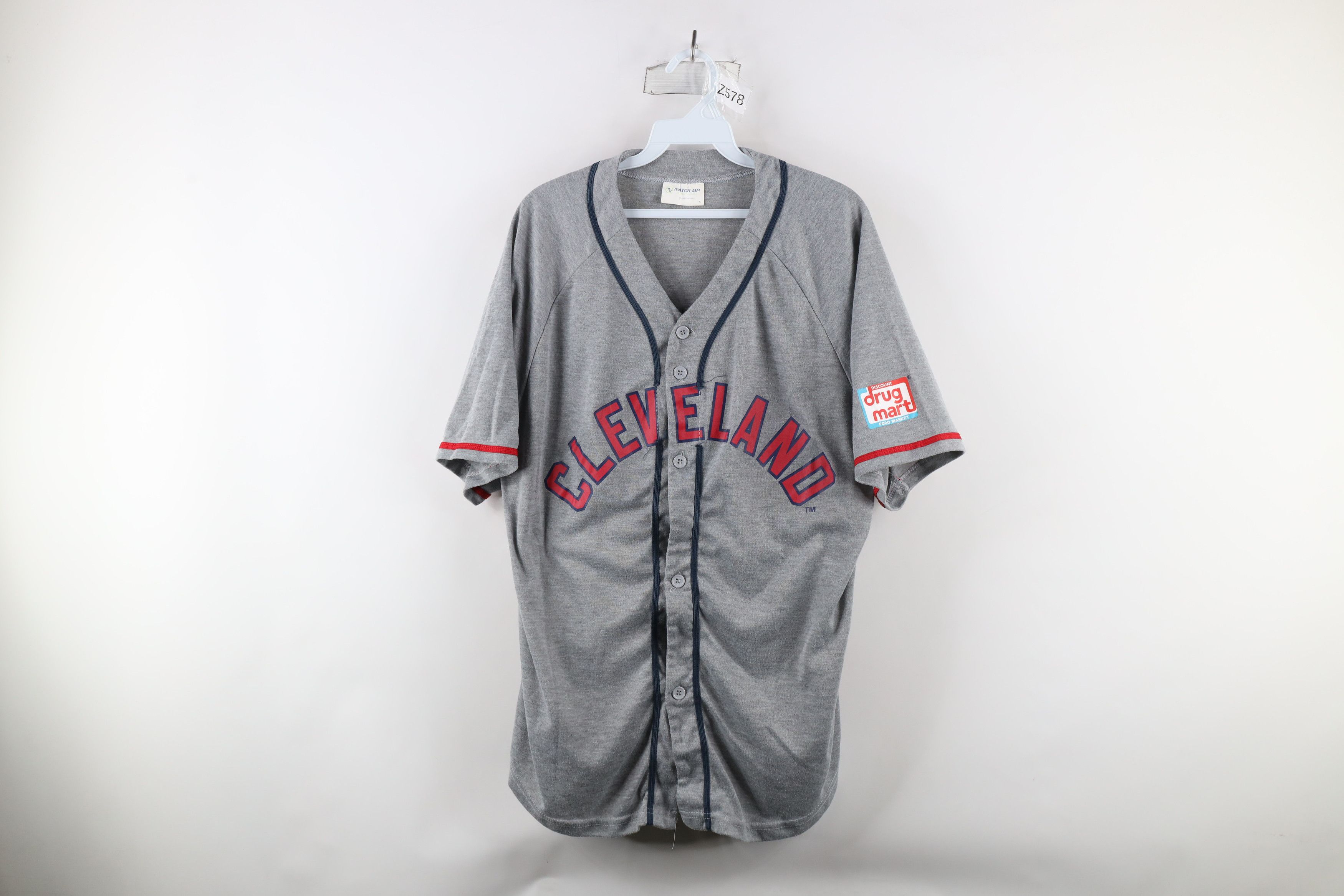 Vintage Vintage Spell Out Cleveland Indians Baseball Jersey Gray Size US XL / EU 56 / 4 - 1 Thumbnail