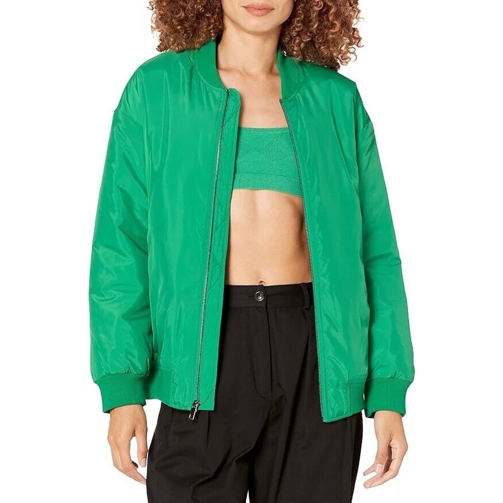 Other NEW The Drop Oliver Women's Large Nylon Bomber Jacket Green Size L / US 10 / IT 46 - 1 Thumbnail