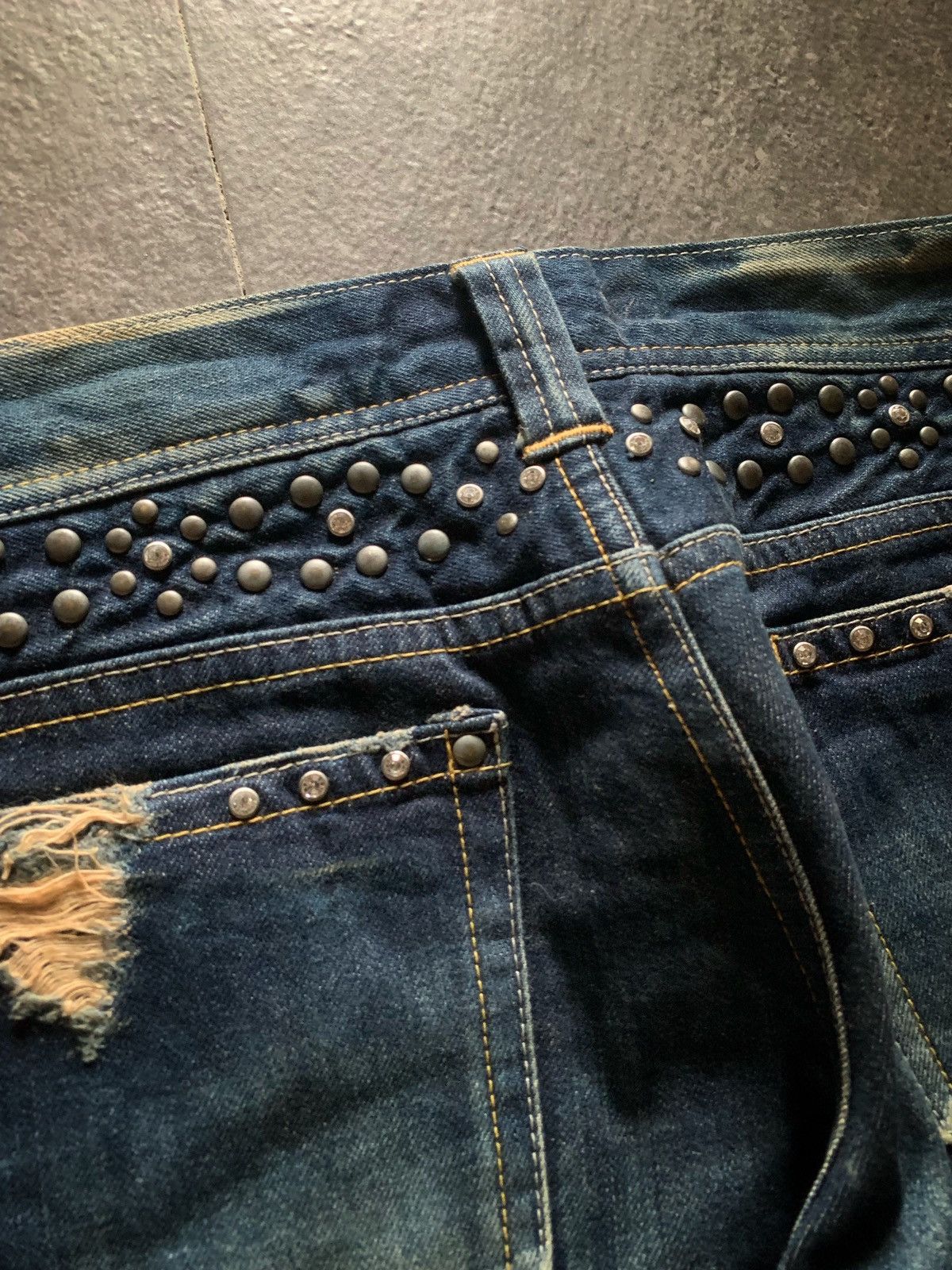 If Six Was Nine Varosh Mud Wash Studded Swarovski Flared Denim Size US 32 / EU 48 - 10 Thumbnail