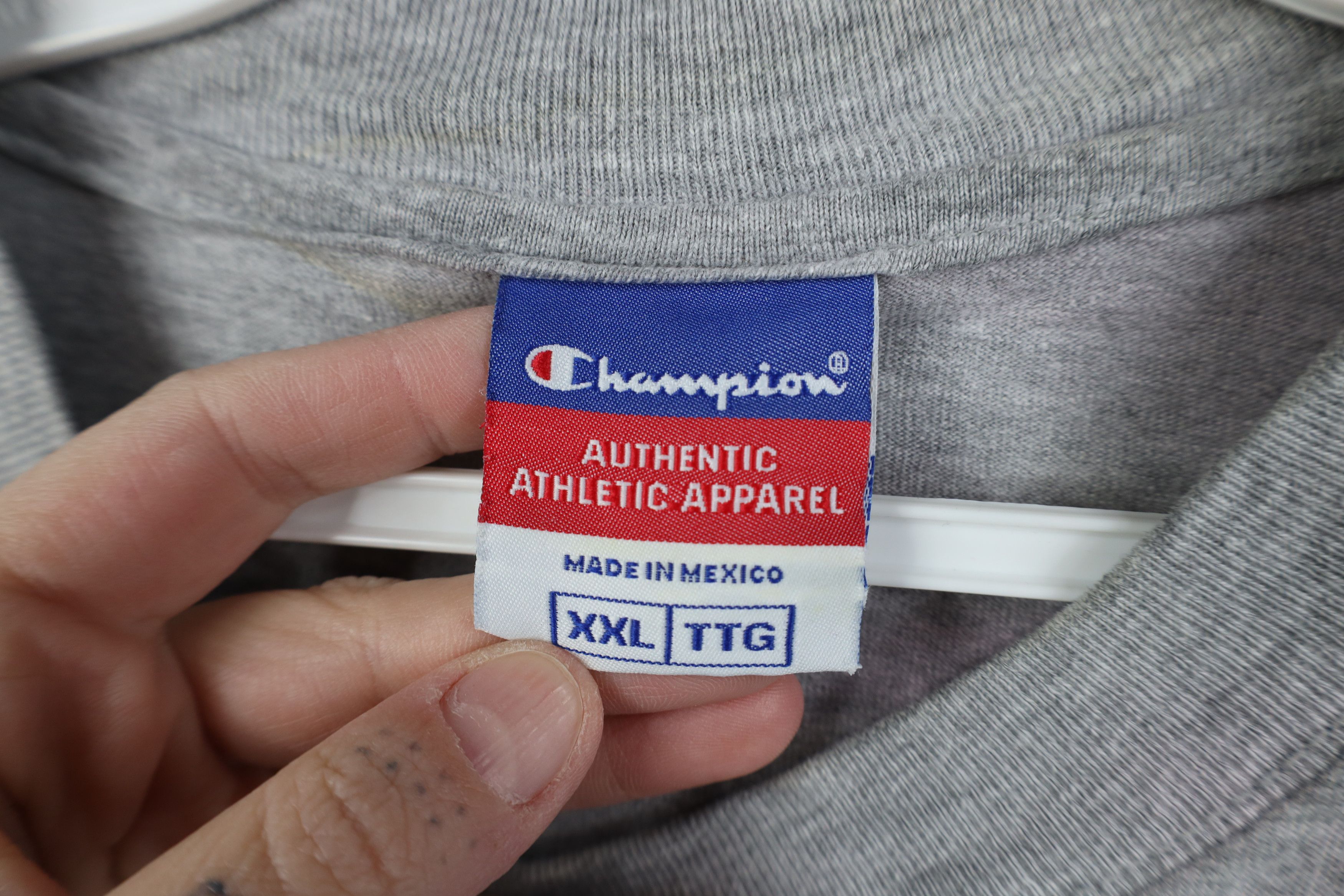 Champion Vintage 90s Champion Spell Out Long Sleeve T-Shirt Gray Size US XXL / EU 58 / 5 - 10 Thumbnail