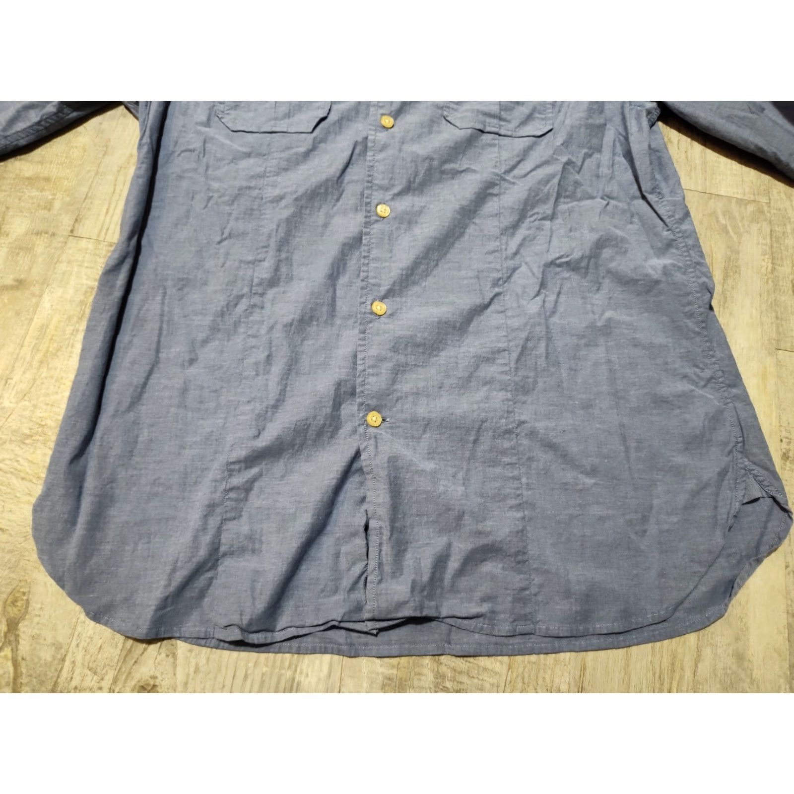 John Varvatos VINTAGE John Varvatos Men's Button Up Shirt Long Sleeve Dress Casual Formal Party L Blue Gray Size 42R - 5 Thumbnail