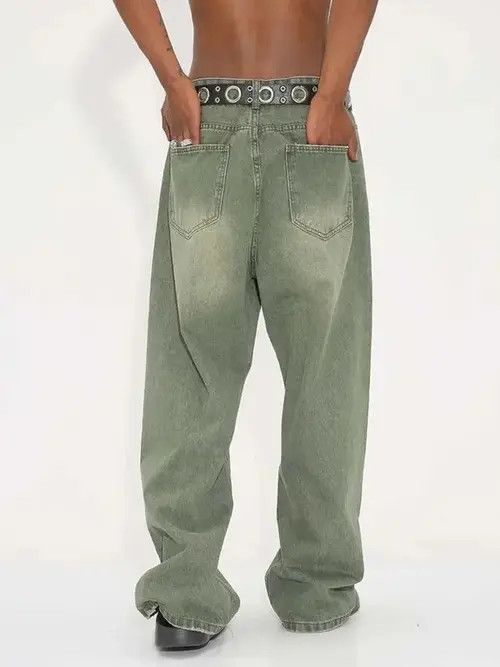 Designer × Japanese Brand × Jean Distressed washed y2k baggy pants jeans Size US 32 / EU 48 - 2 Thumbnail