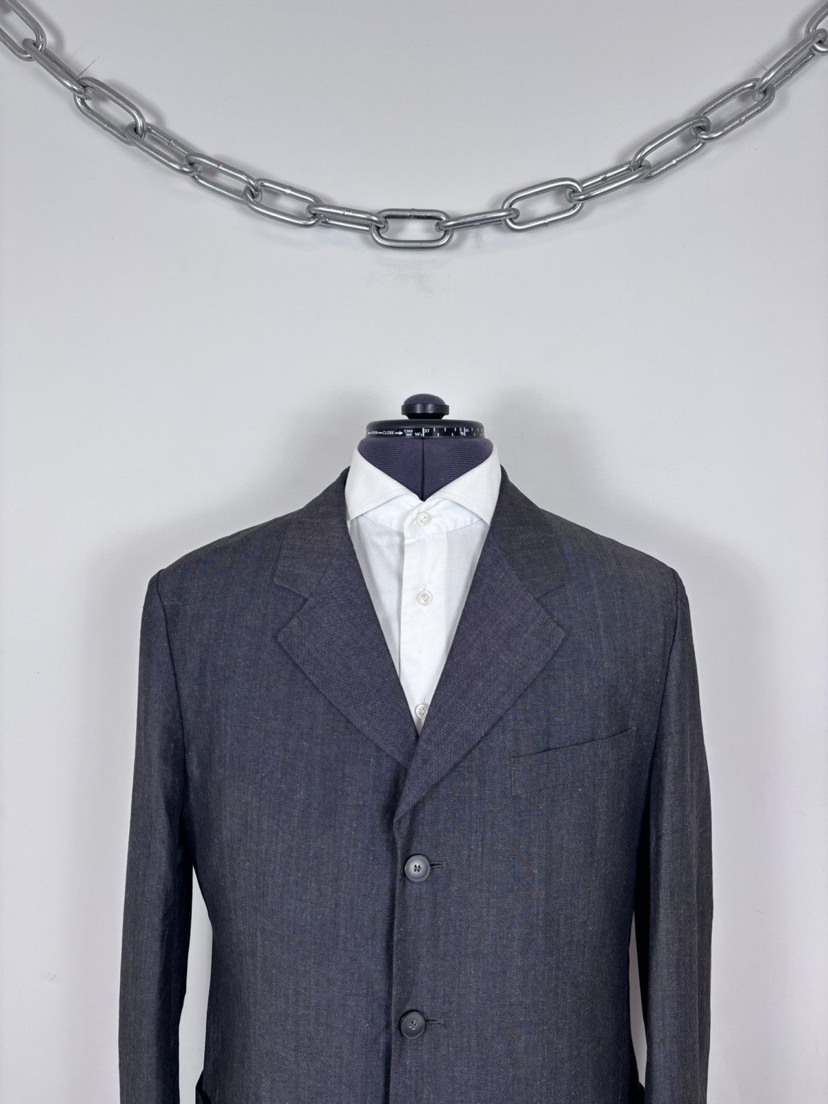 Dolce & Gabbana Dolce & Gabbana Men’s Vintage Grey Linen Wool Blazer Jacket Size 44R - 2 Thumbnail