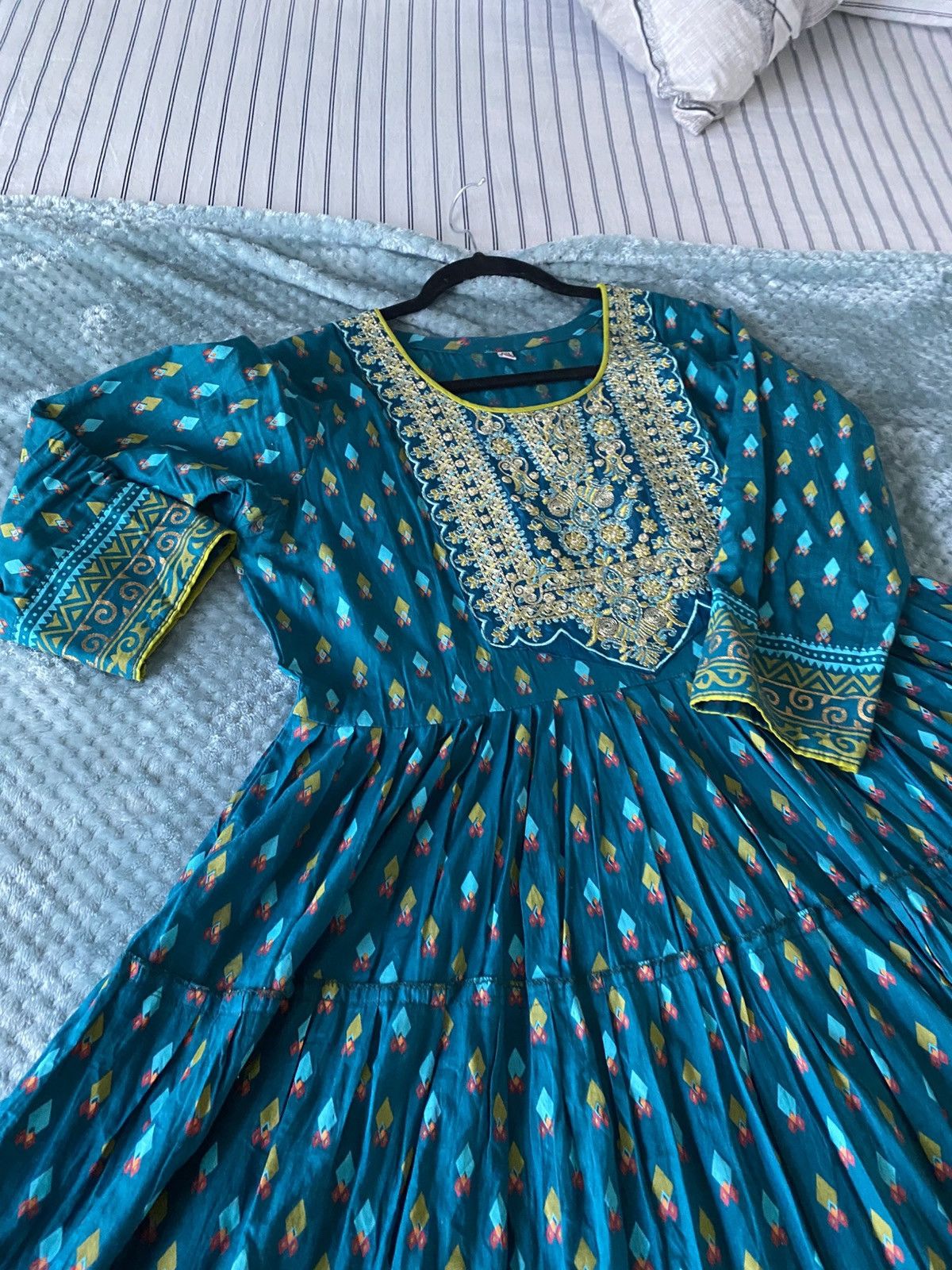 Other Teal Blue Embroidered & printed Anarkali Kurta Flare Fairy Size XL / US 12-14 / IT 48-50 - 10 Thumbnail