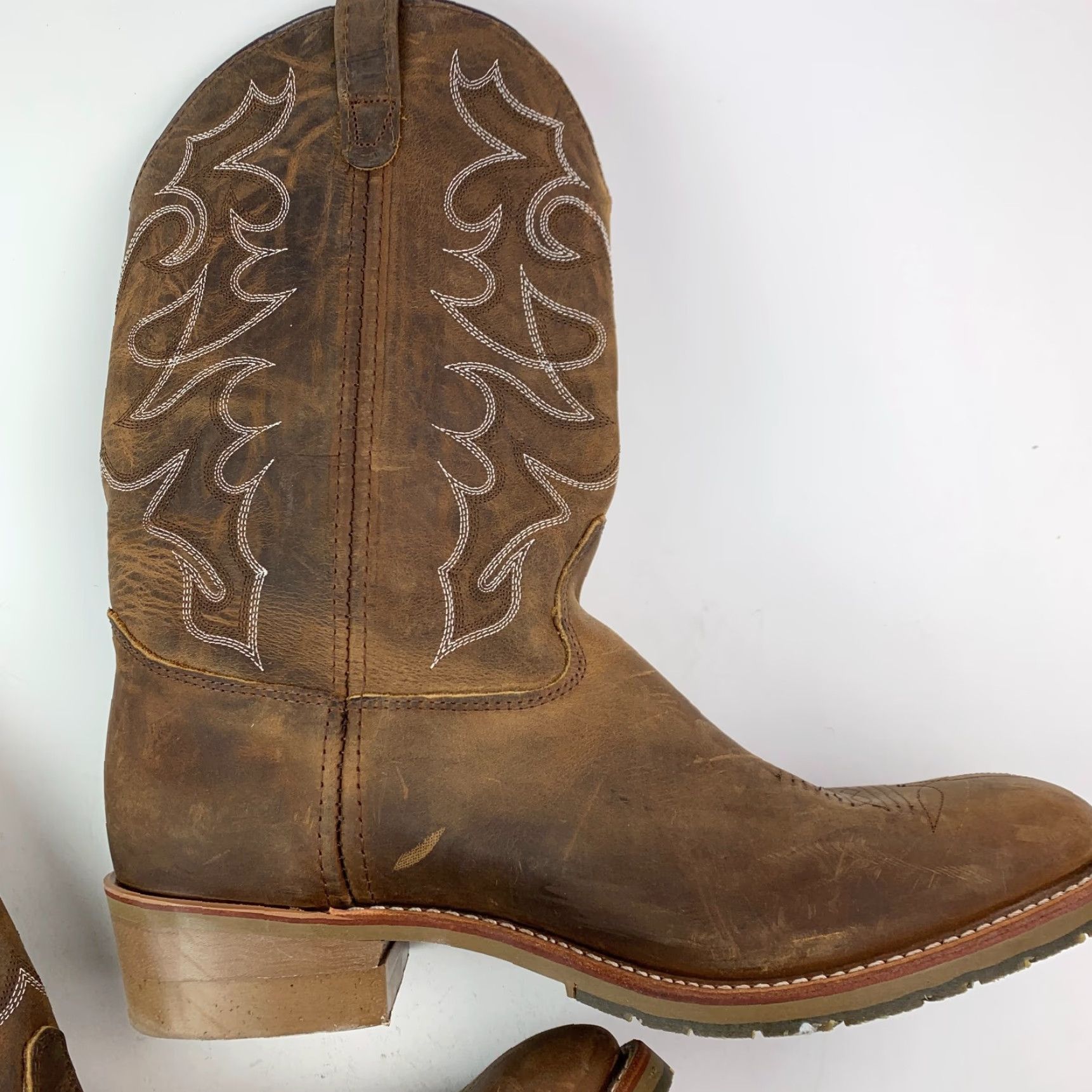 Doublet Double H Boots DH1552 Pull-On Boots Mens 16 D Brown Leather Western Cowboy Outsole Leather Shaft 15" Vintage? Size US 15 / EU 48 - 7 Thumbnail