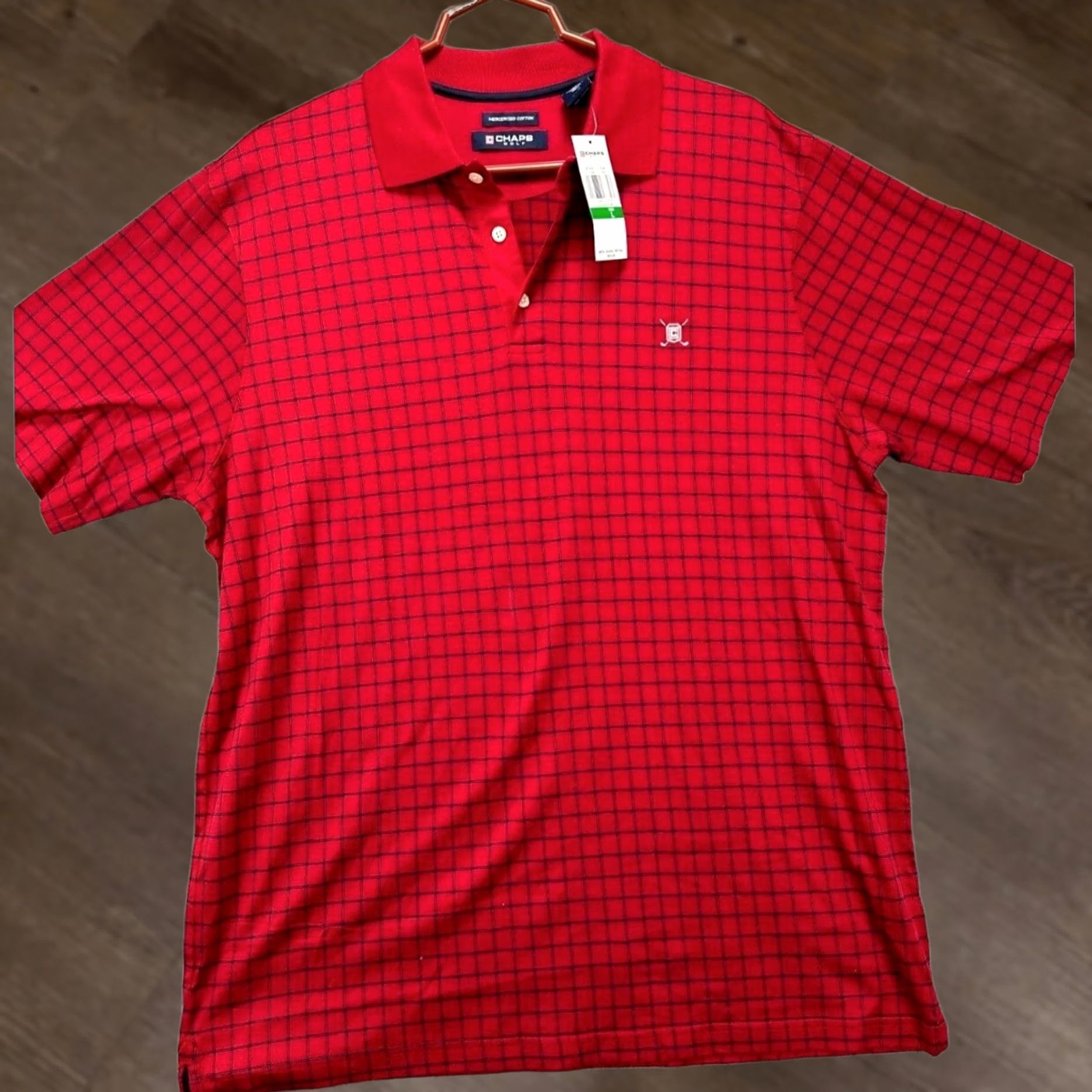 Chaps Chaps Golf Polo Shirt Mens Large Red Grid Check Mercerized Athletic Rugby NEW Size US L / EU 52-54 / 3 - 1 Thumbnail