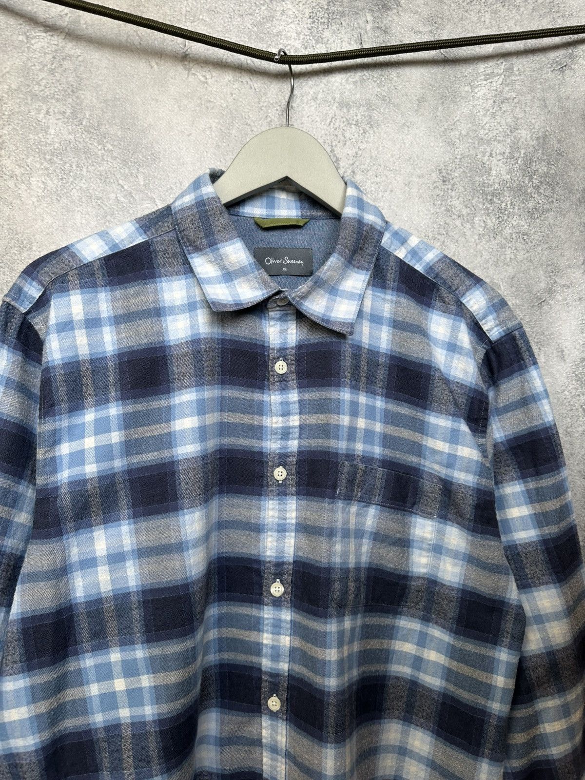 Oliver Sweeney Oliver Sweeney Censo Brushed Cotton Check Shirt Button Up Size US XL / EU 56 / 4 - 4 Thumbnail