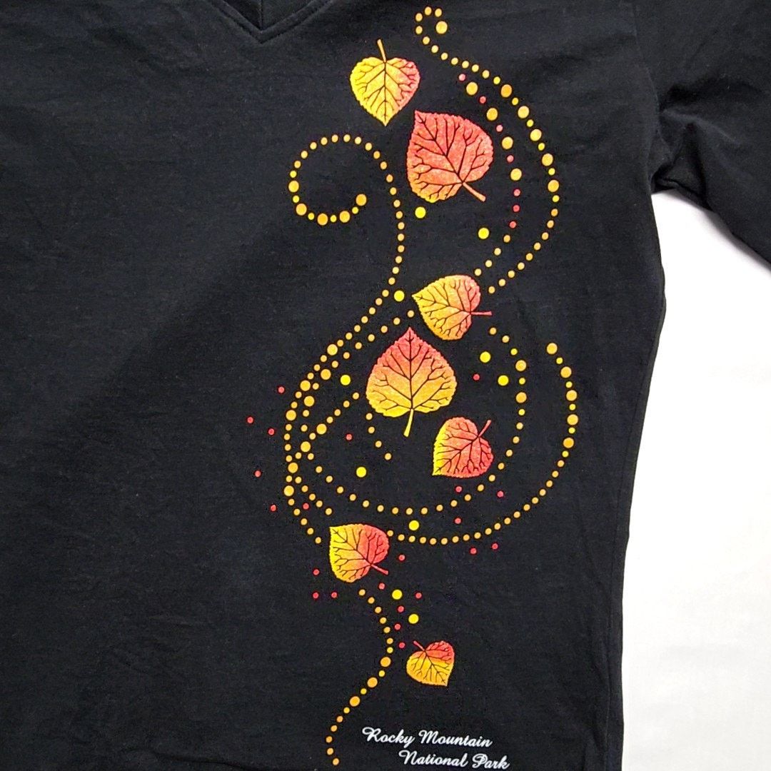 Vintage Rocky Mountain Park Shirt Autumn Leaves Black 3/4 Sleeve S Size S / US 4 / IT 40 - 2 Thumbnail