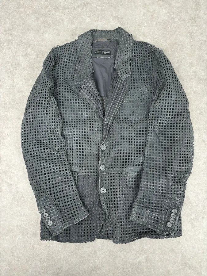 Dolce & Gabbana SS2011 Dolce & Gabbana Perfored Leather Blazer Jacket Size 42R - 1 Thumbnail