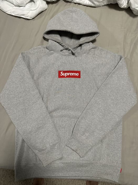 Supreme box logo discount hoodie heather grey